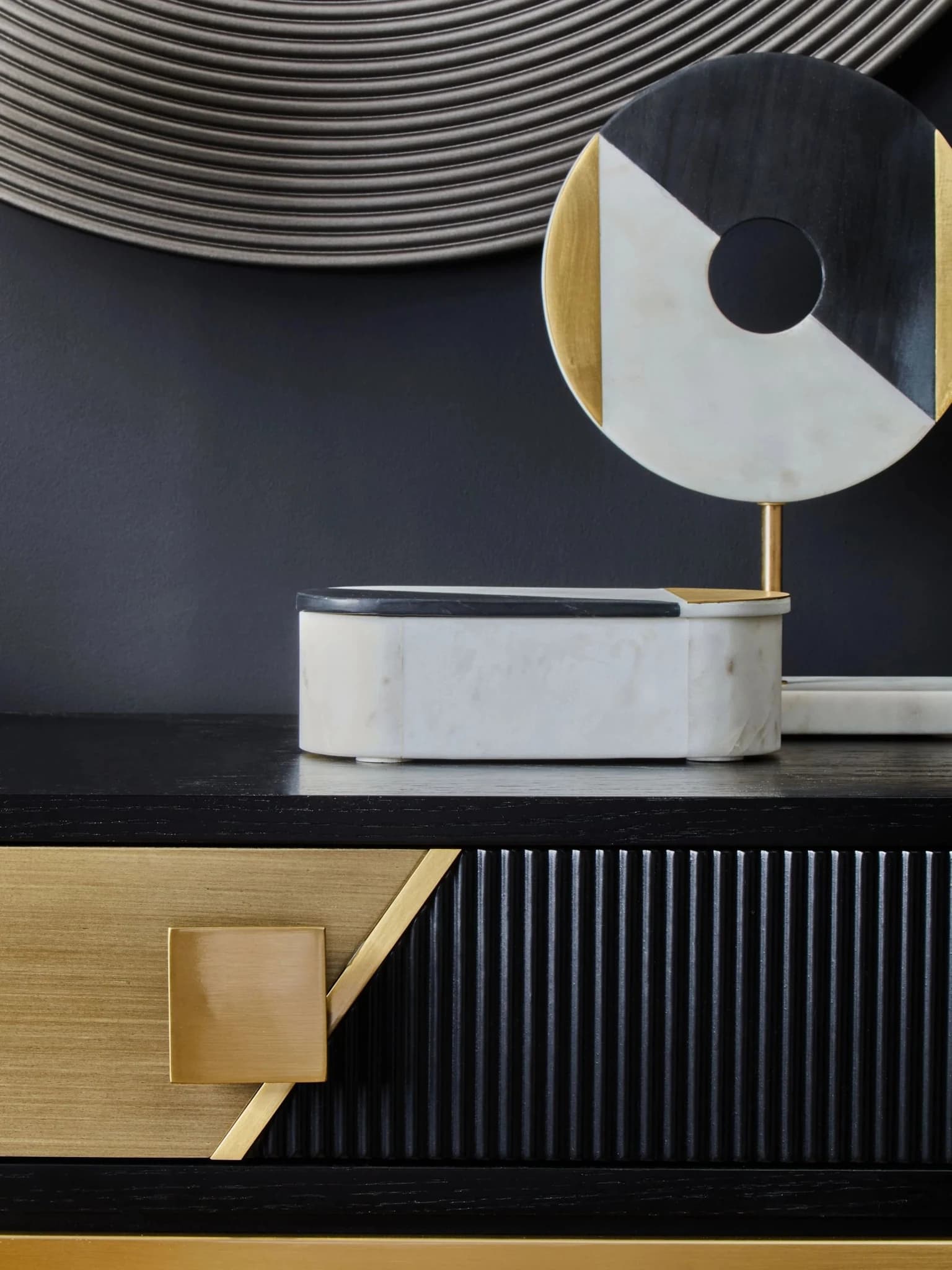 Davoli Black and Gold Console Table with 1 Drawer - Tables, photo 6 of 8