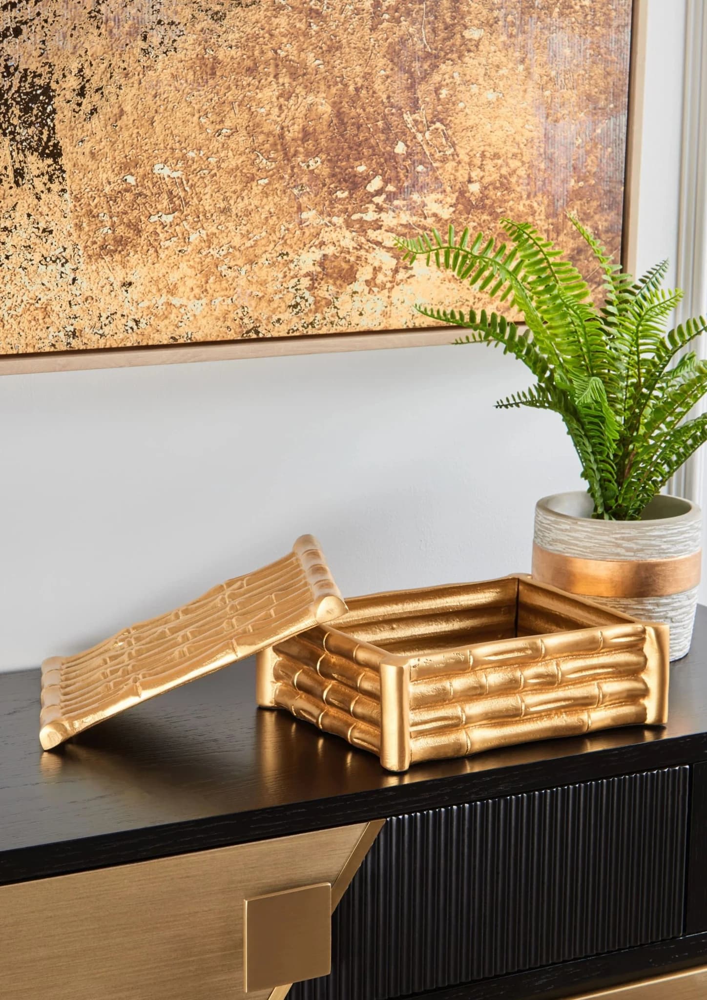 Davoli Black and Gold Console Table with 1 Drawer - Tables, photo 2 of 8