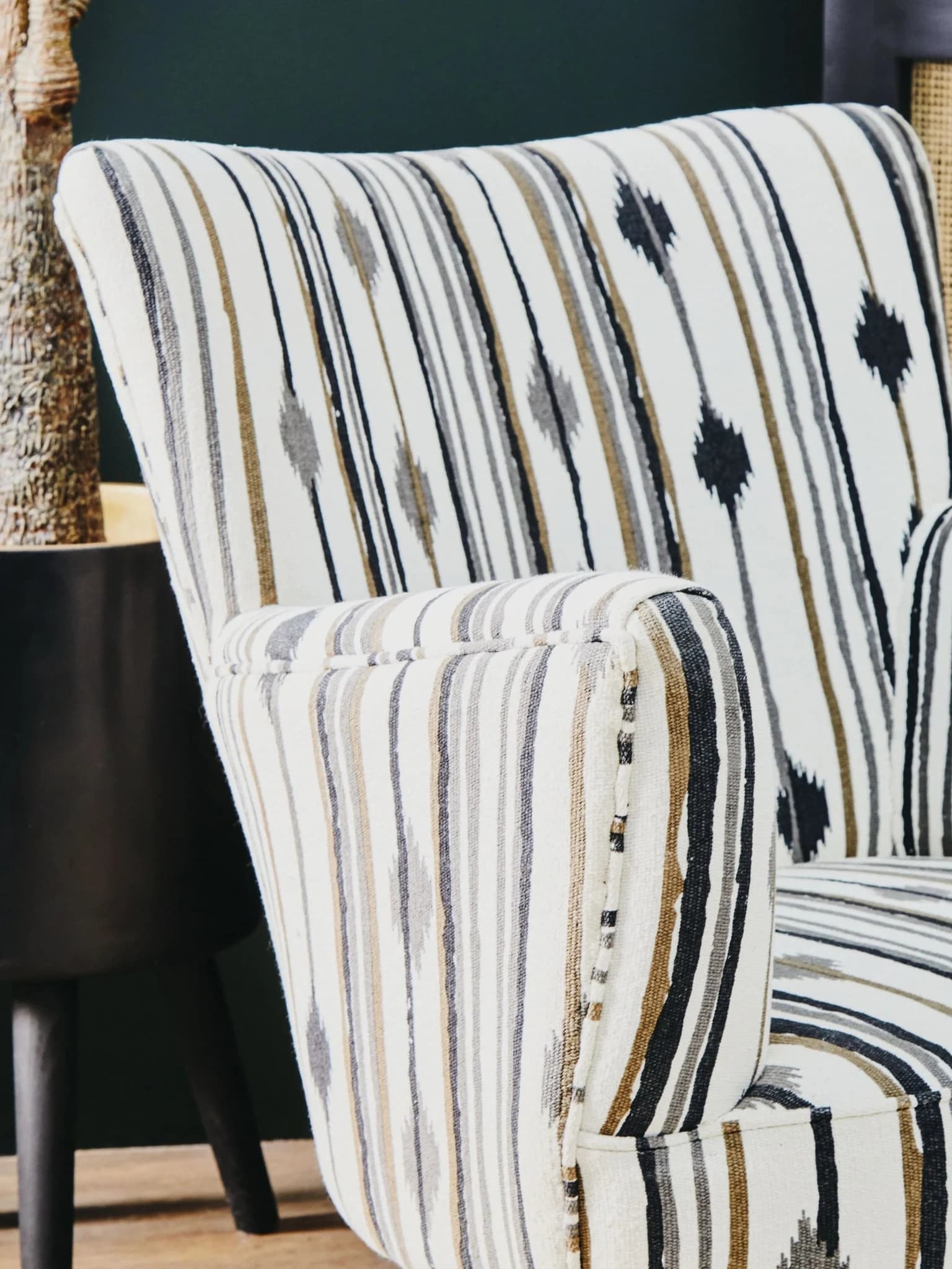 Cefena Black and White Chair With Flared Arms - Seating, photo 3 of 8