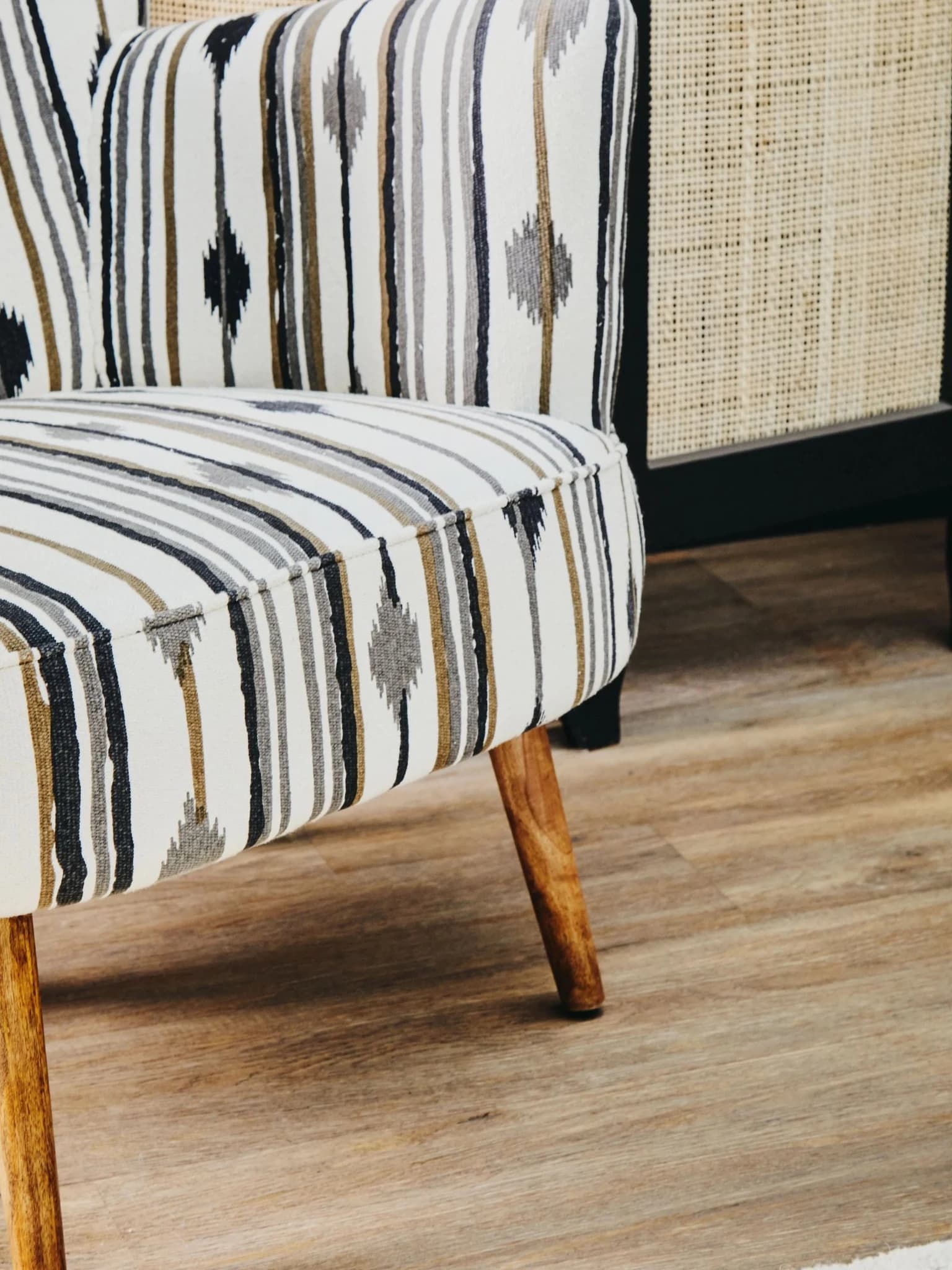 Cefena Black and White Chair With Flared Arms - Seating, photo 2 of 8
