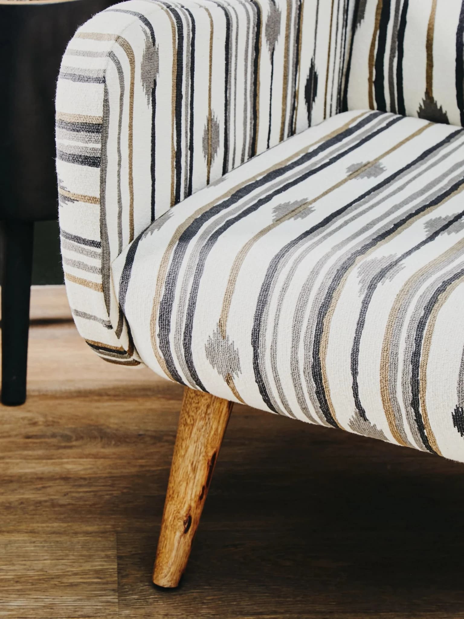 Cefena Black and White Ikat Design Accent Chair - Seating, photo 3 of 8