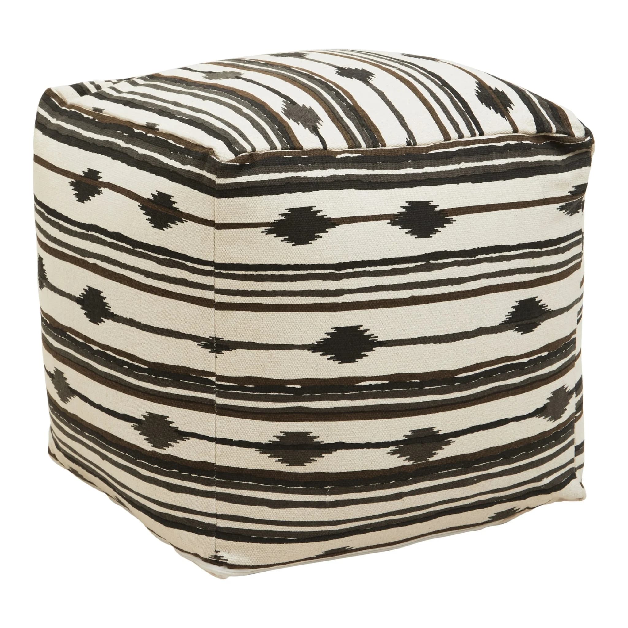 Cefena Black and White Ikat Square Pouffe - Decorative, photo 5 of 8