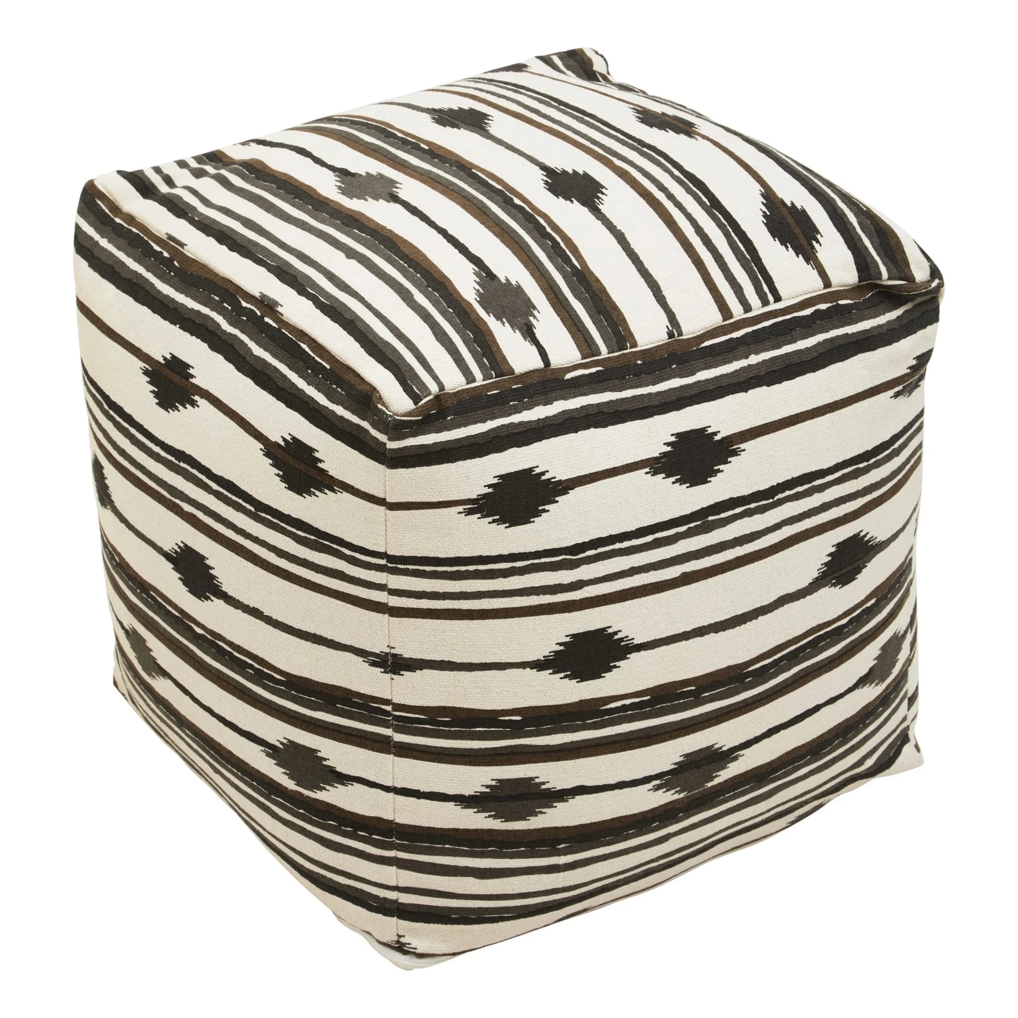 Cefena Black and White Ikat Square Pouffe - Decorative, photo 4 of 8
