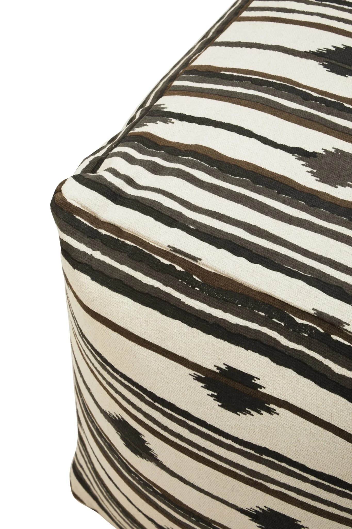 Cefena Black and White Ikat Square Pouffe - Decorative, photo 7 of 8
