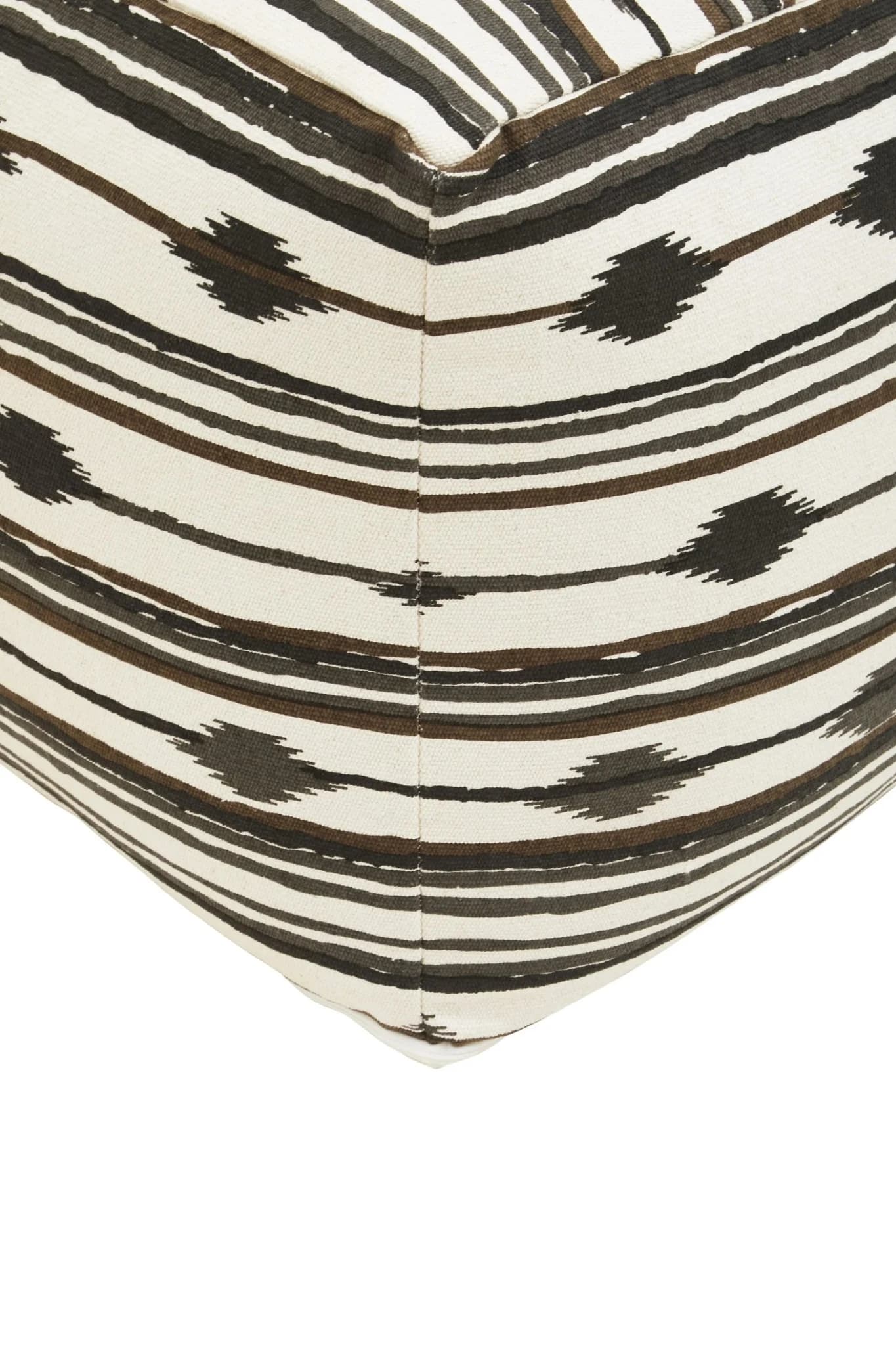 Cefena Black and White Ikat Square Pouffe - Decorative, photo 6 of 8