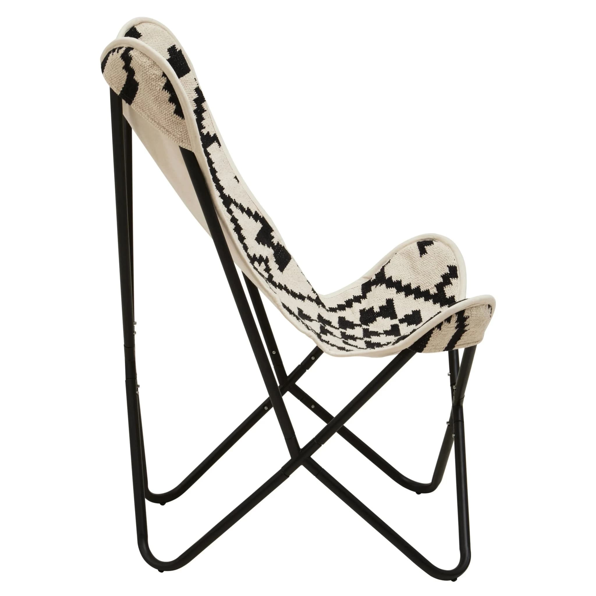 Cefena Black and White Kilim Pattern Butterfly Chair - Seating, photo 3 of 8