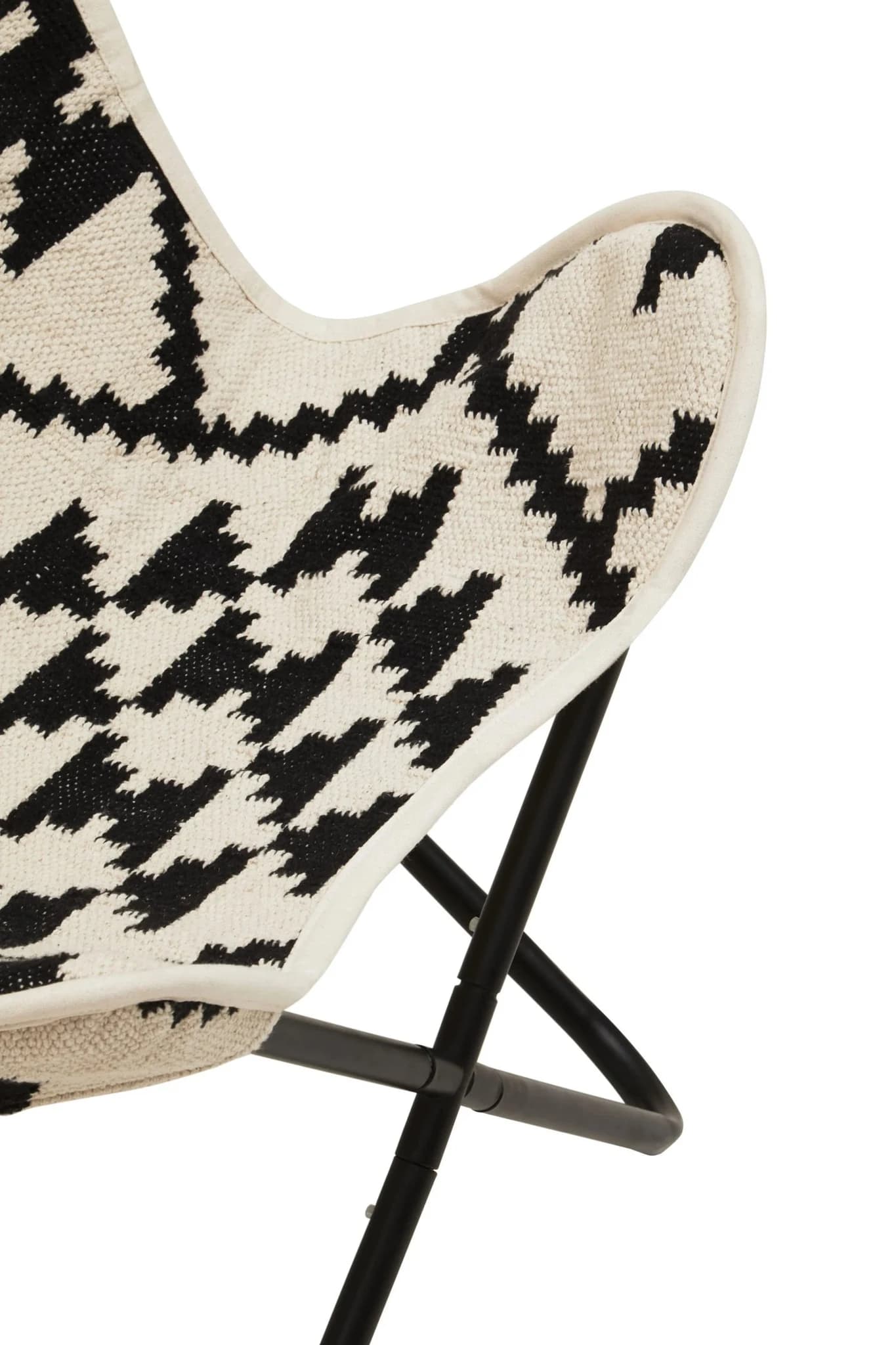 Cefena Black and White Kilim Pattern Butterfly Chair - Seating, photo 8 of 8
