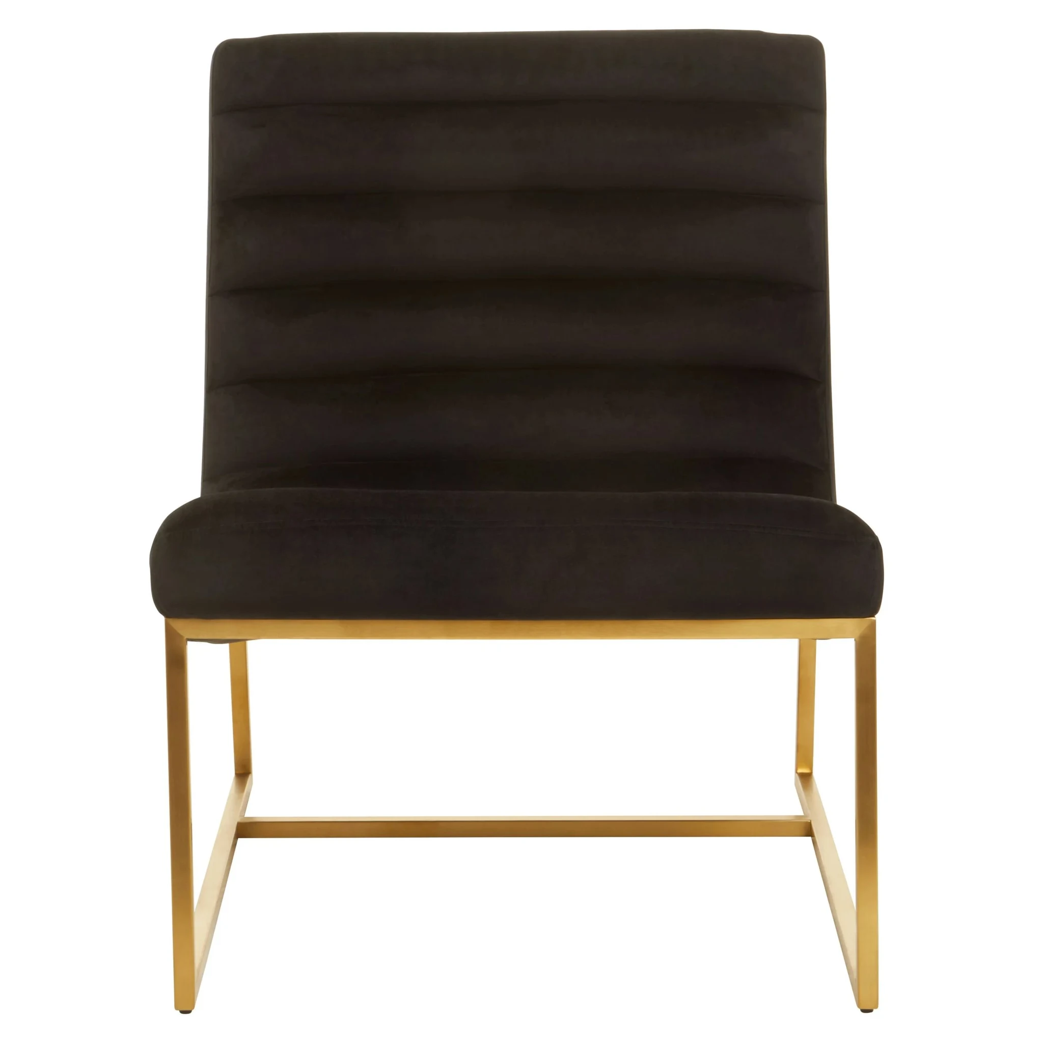 Vogue Black Velvet and Gold Curving Profile Lounge Chair - Seating, photo 4 of 8