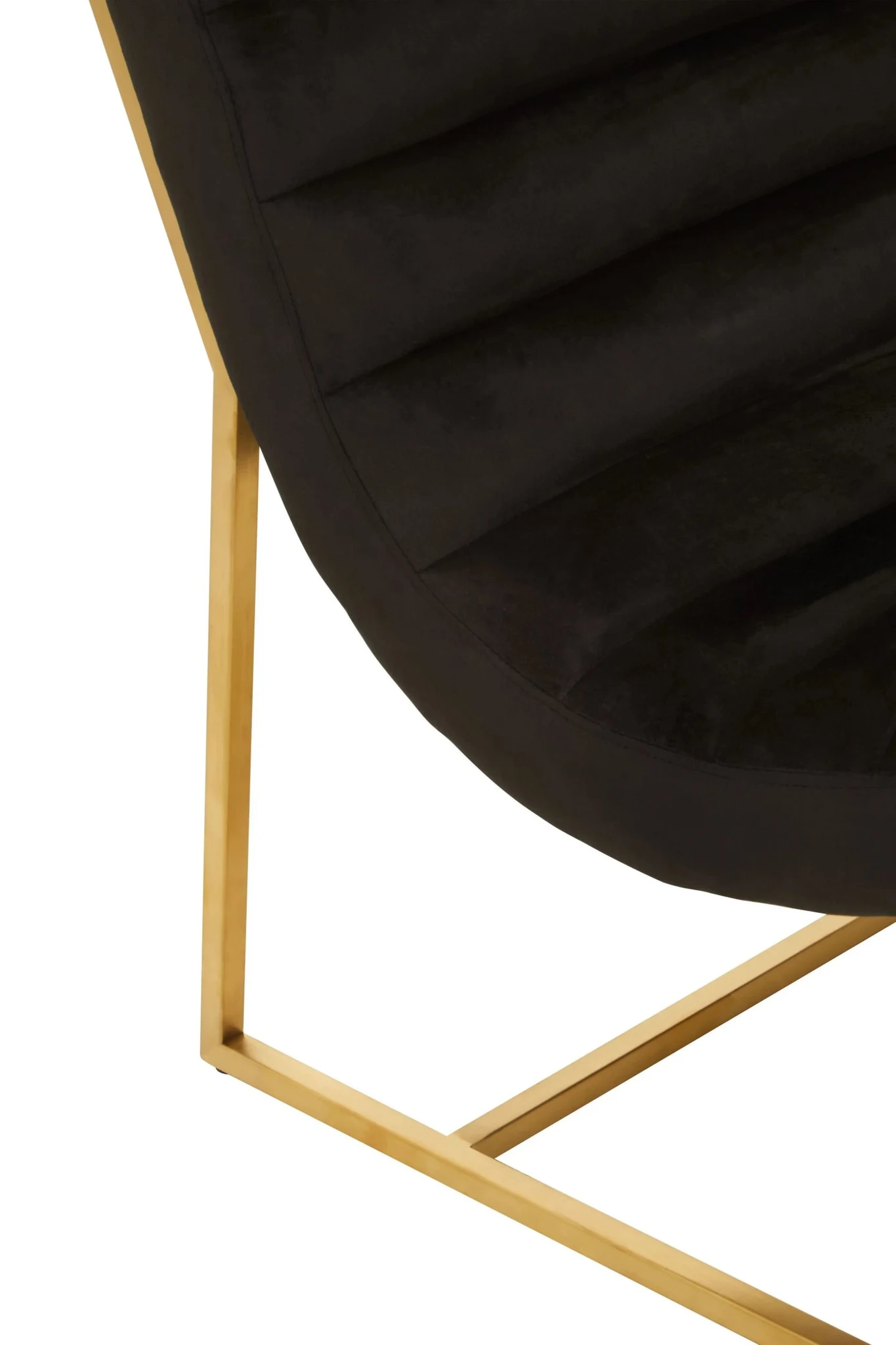 Vogue Black Velvet and Gold Curving Profile Lounge Chair - Seating, photo 5 of 8