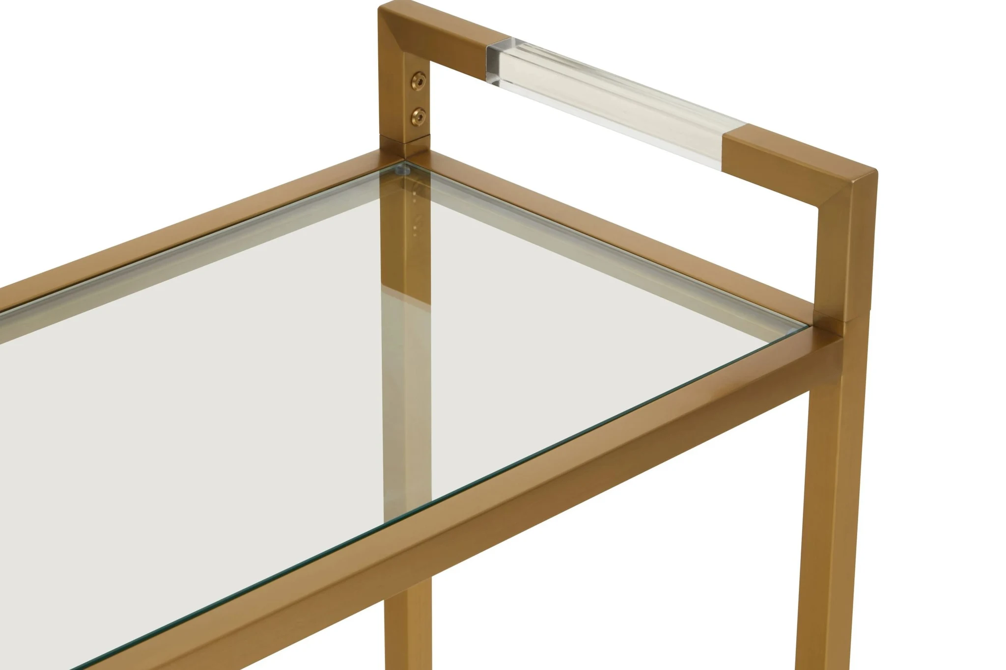 Vogue 2 Tier Glass Console Table with Matt Gold Frame - Tables, photo 7 of 8