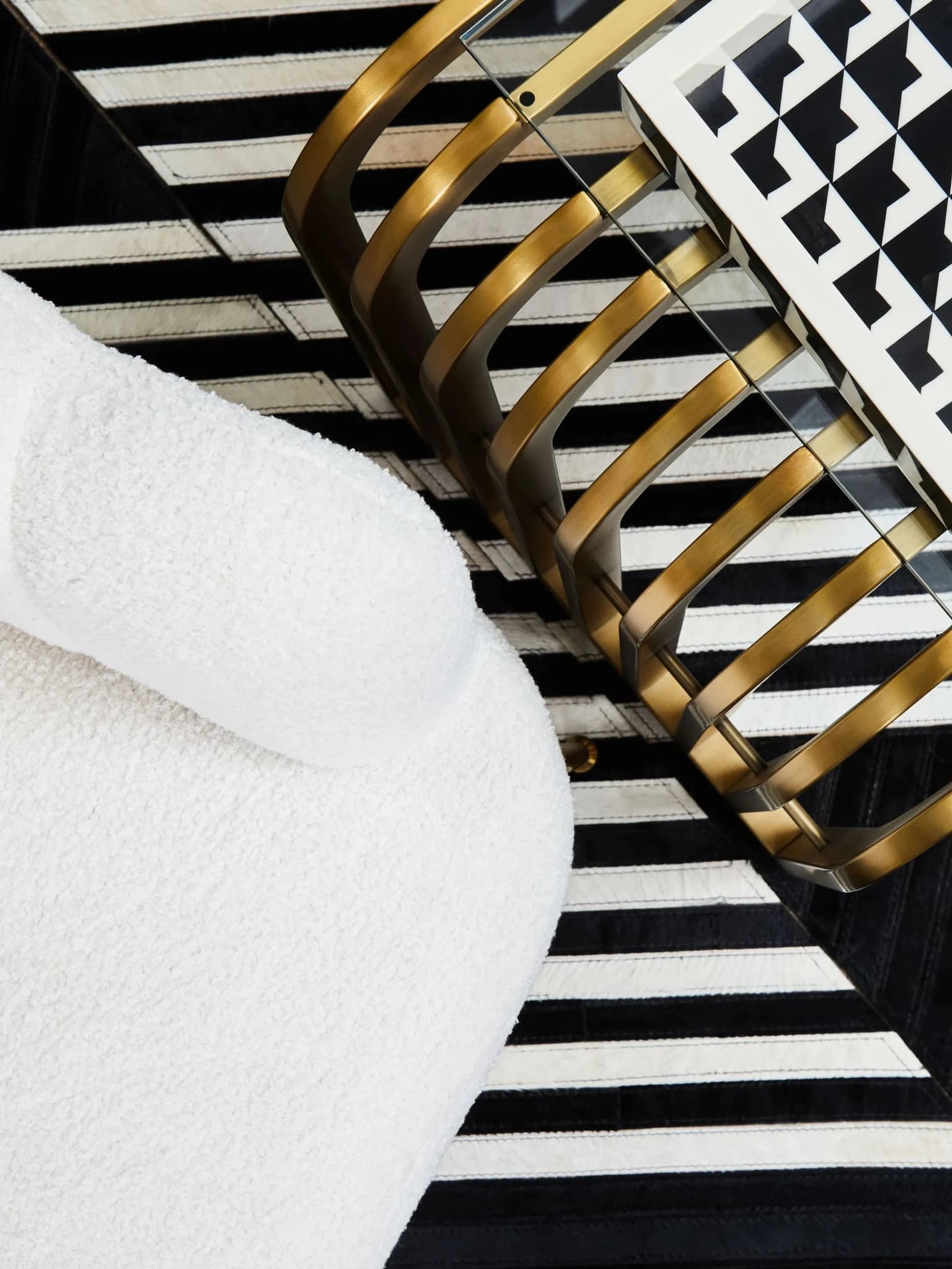 Vogue Glass Top and Matt Gold Slatted Side Table - Tables, photo 7 of 8