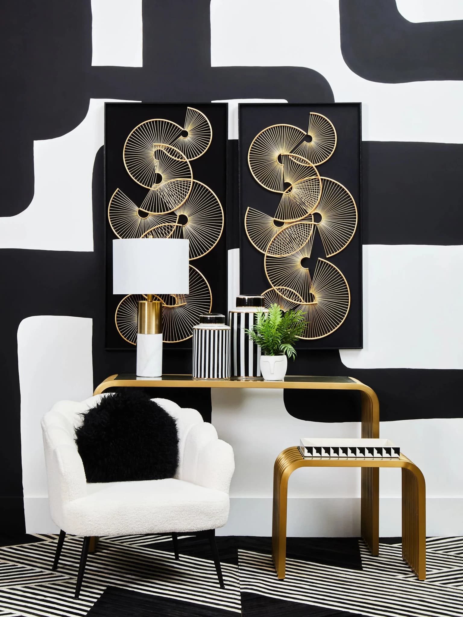 Vogue Matte Gold Slatted Console Table - Tables, photo 7 of 8