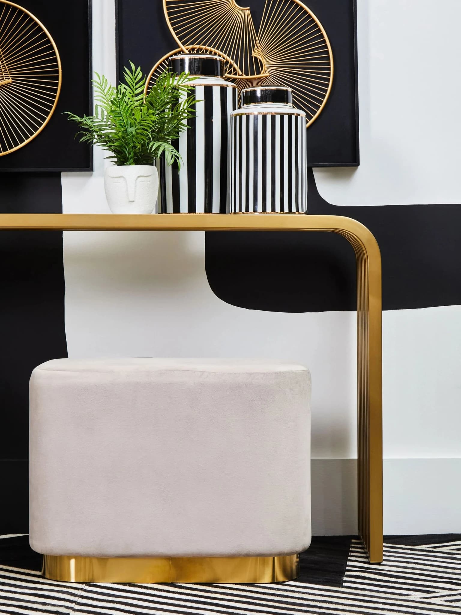 Vogue Matte Gold Slatted Console Table - Tables, photo 6 of 8