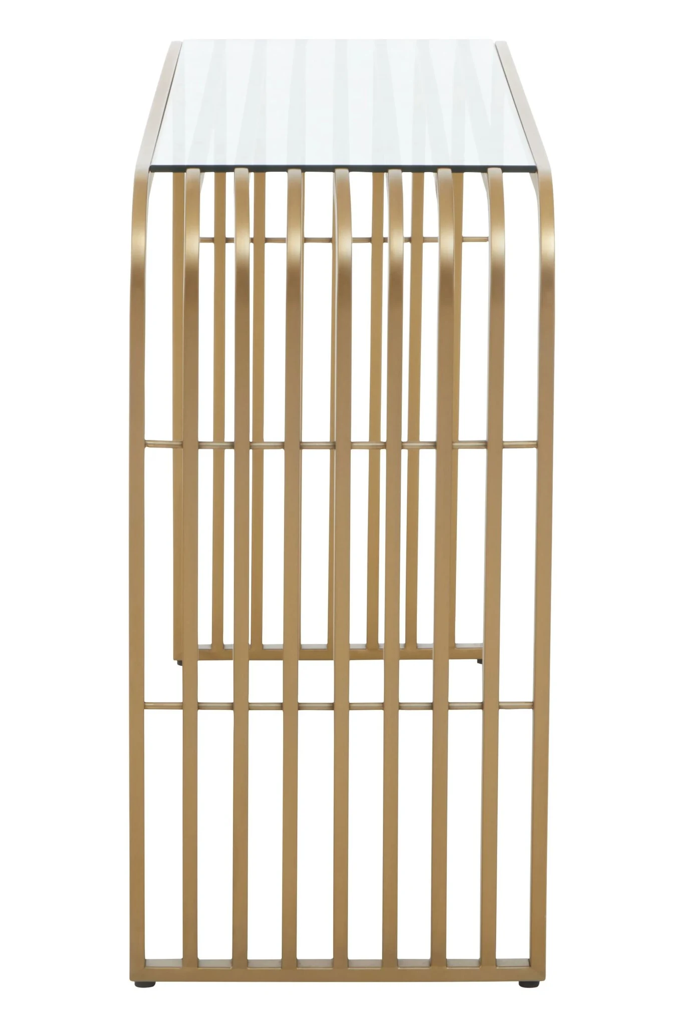 Vogue Matte Gold Slatted Console Table - Tables, photo 8 of 8