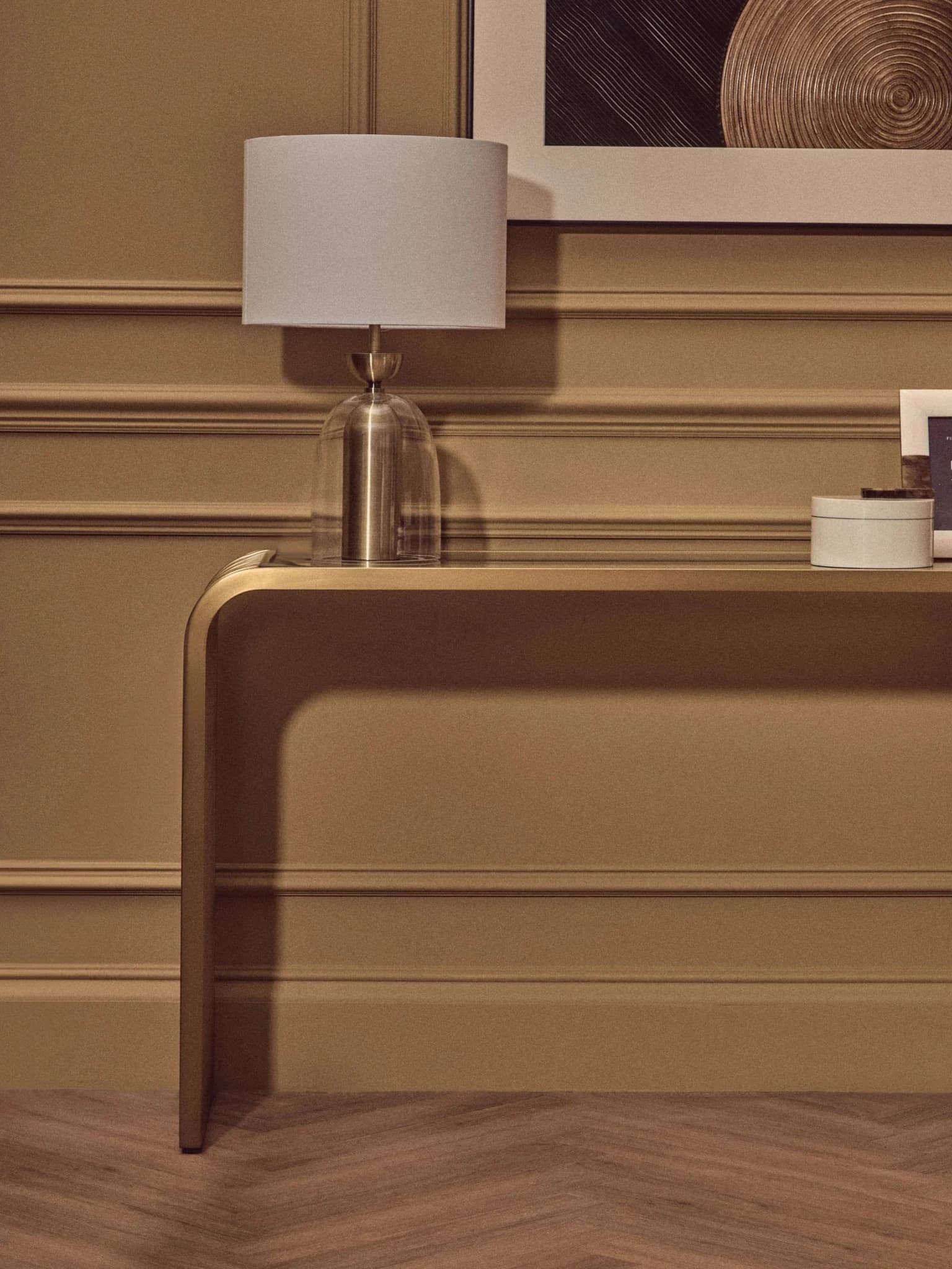 Vogue Matte Gold Slatted Console Table - Tables, photo 4 of 8