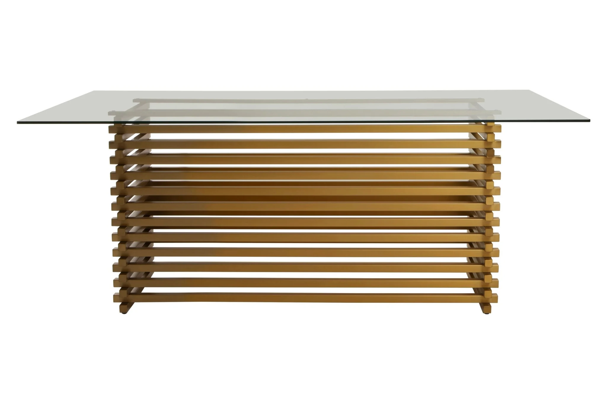 Vogue Rectangular Glass Dining Table with Matt Gold Base - Tables, photo 3 of 7