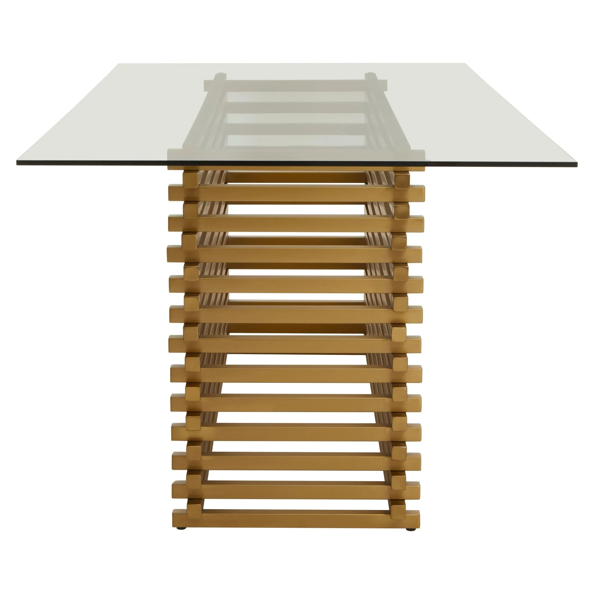 Vogue Rectangular Glass Dining Table with Matt Gold Base - Tables, photo 2 of 7