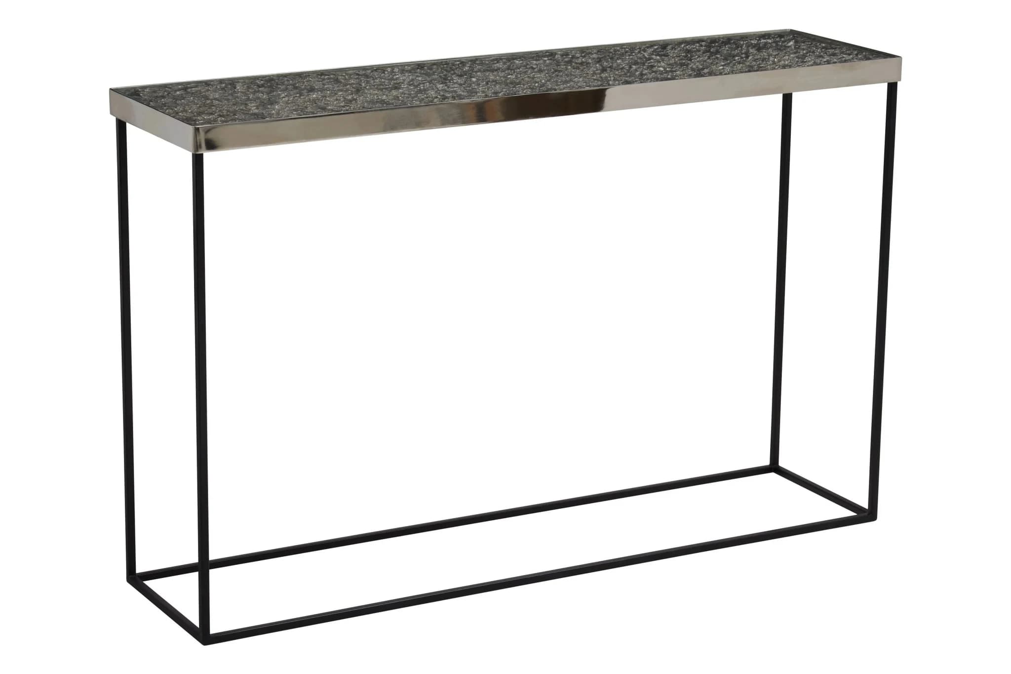 Akola Silver Finish Textured Console Table - Tables, photo 3 of 6