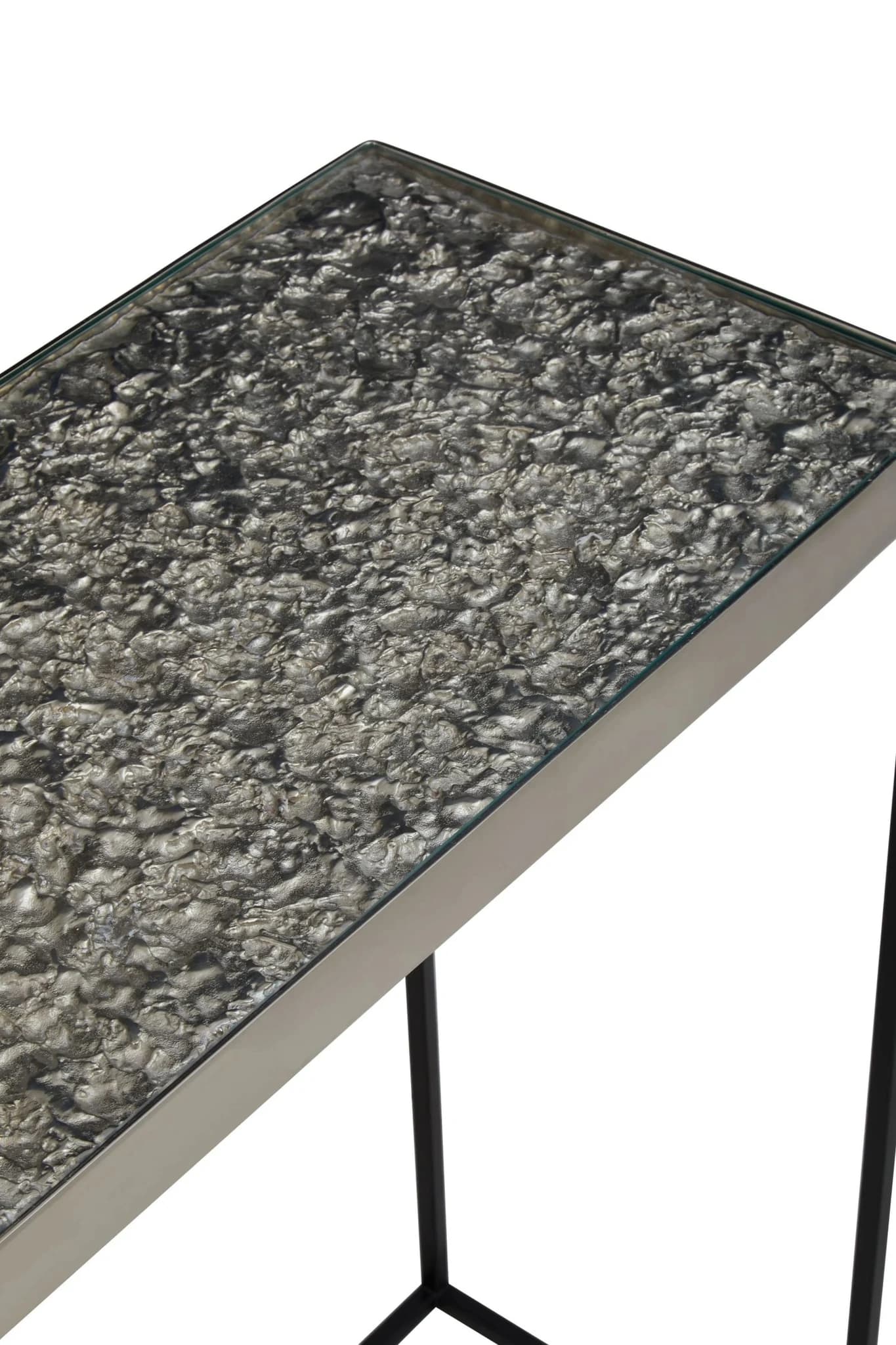 Akola Silver Finish Textured Console Table - Tables, photo 4 of 6