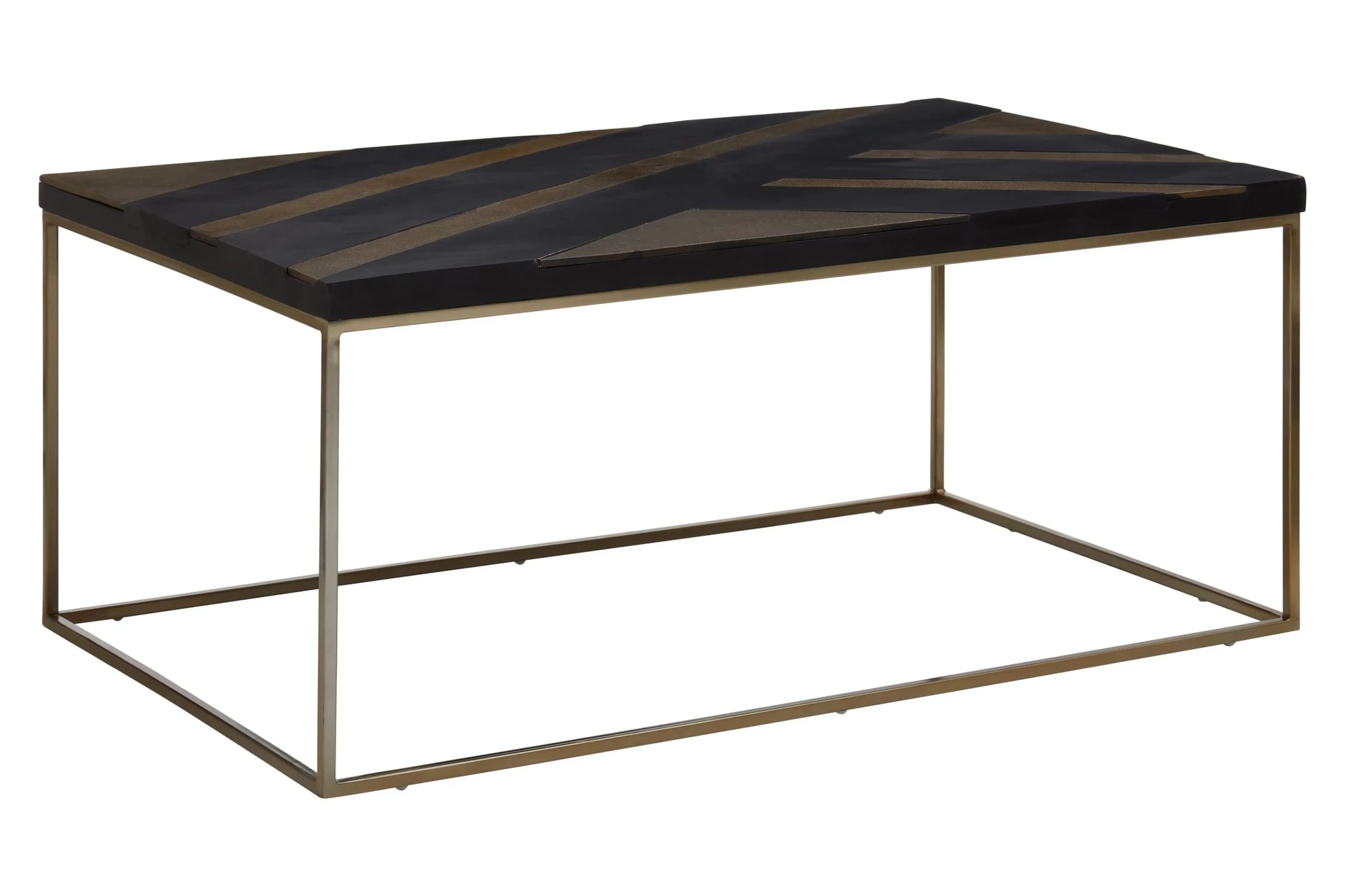 Aris Black Acacia Wood with Gold Inlay Coffee Table - Tables, photo 4 of 8