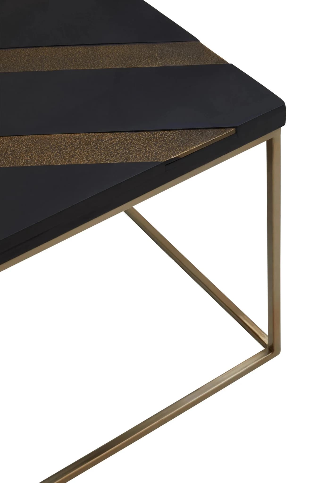 Aris Black Acacia Wood with Gold Inlay Coffee Table - Tables, photo 7 of 8