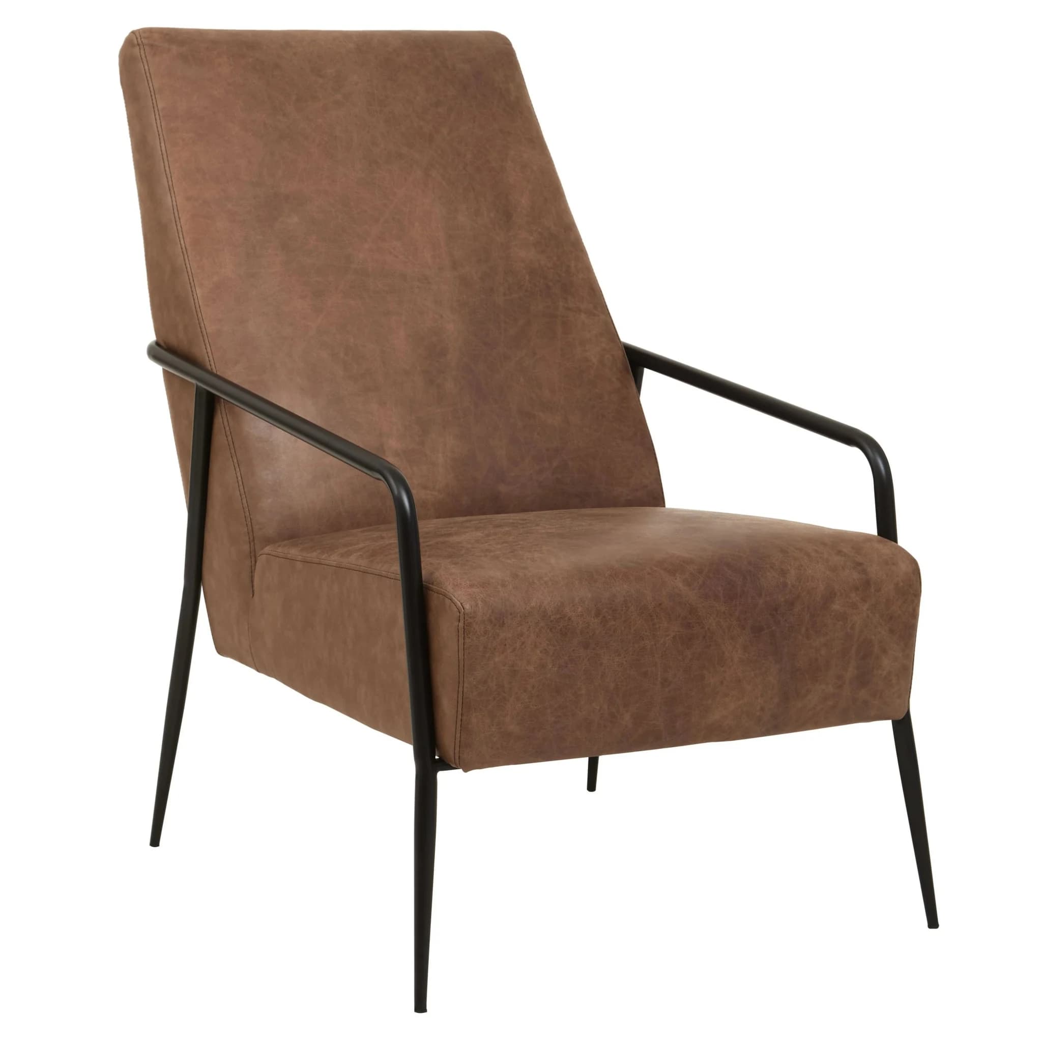 Hoxton Brown Leather Lounge Chair With Reclined Profile - Seating, photo 8 of 8