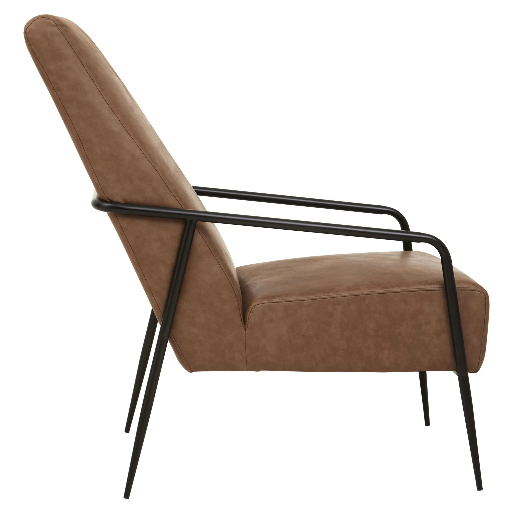 Hoxton Brown Leather Lounge Chair With Reclined Profile - Seating, photo 7 of 8