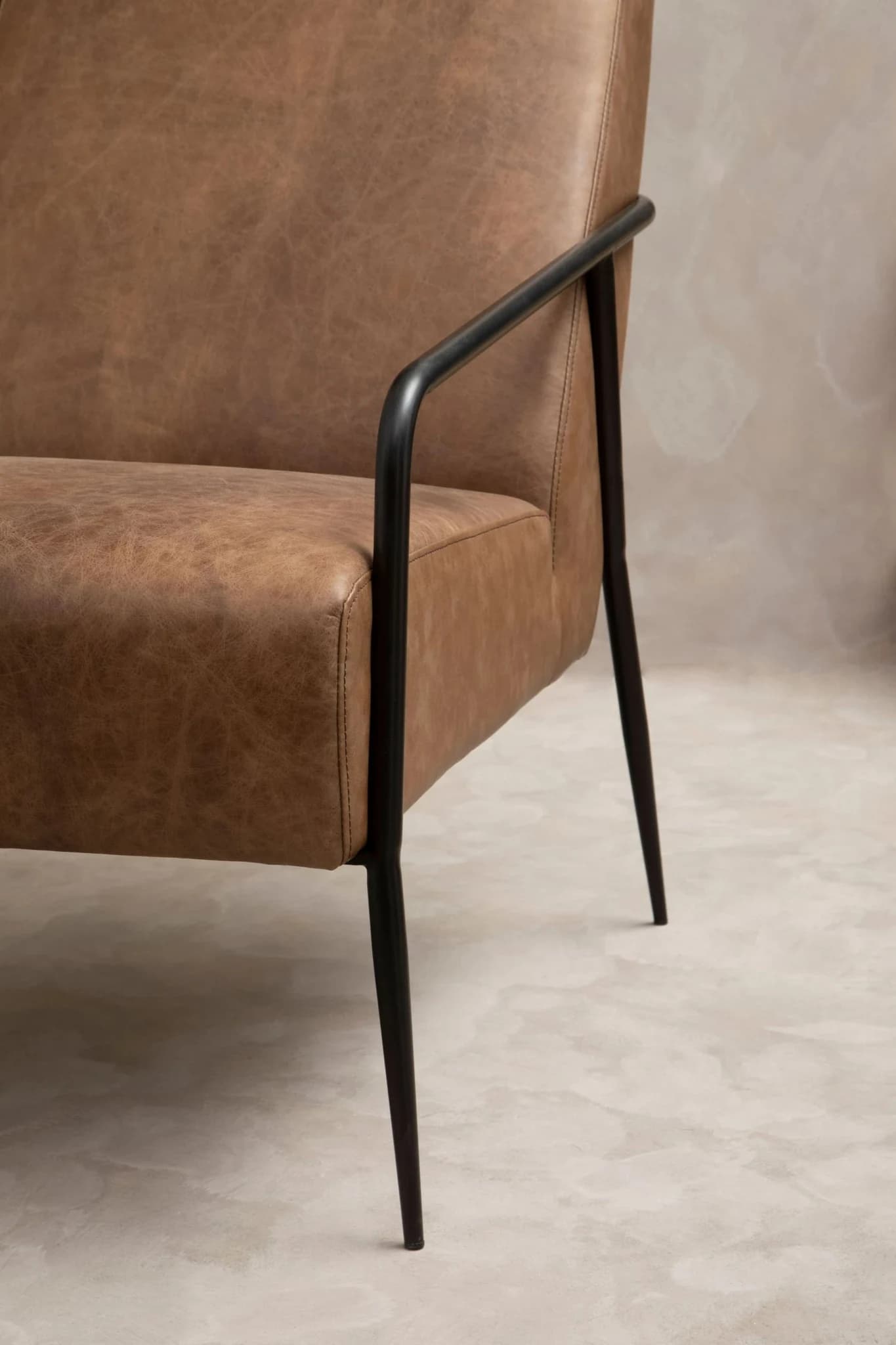 Hoxton Brown Leather Lounge Chair With Reclined Profile - Seating, photo 5 of 8
