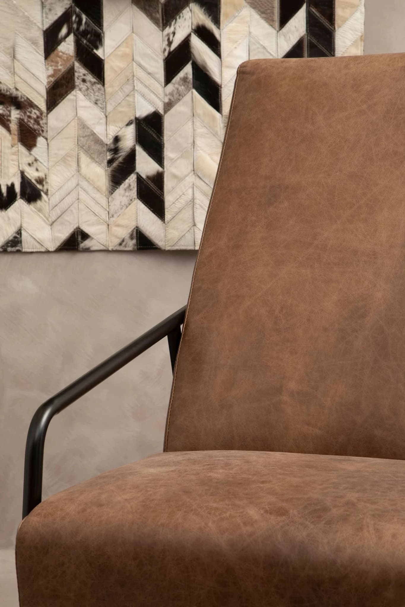 Hoxton Brown Leather Lounge Chair With Reclined Profile - Seating, photo 4 of 8