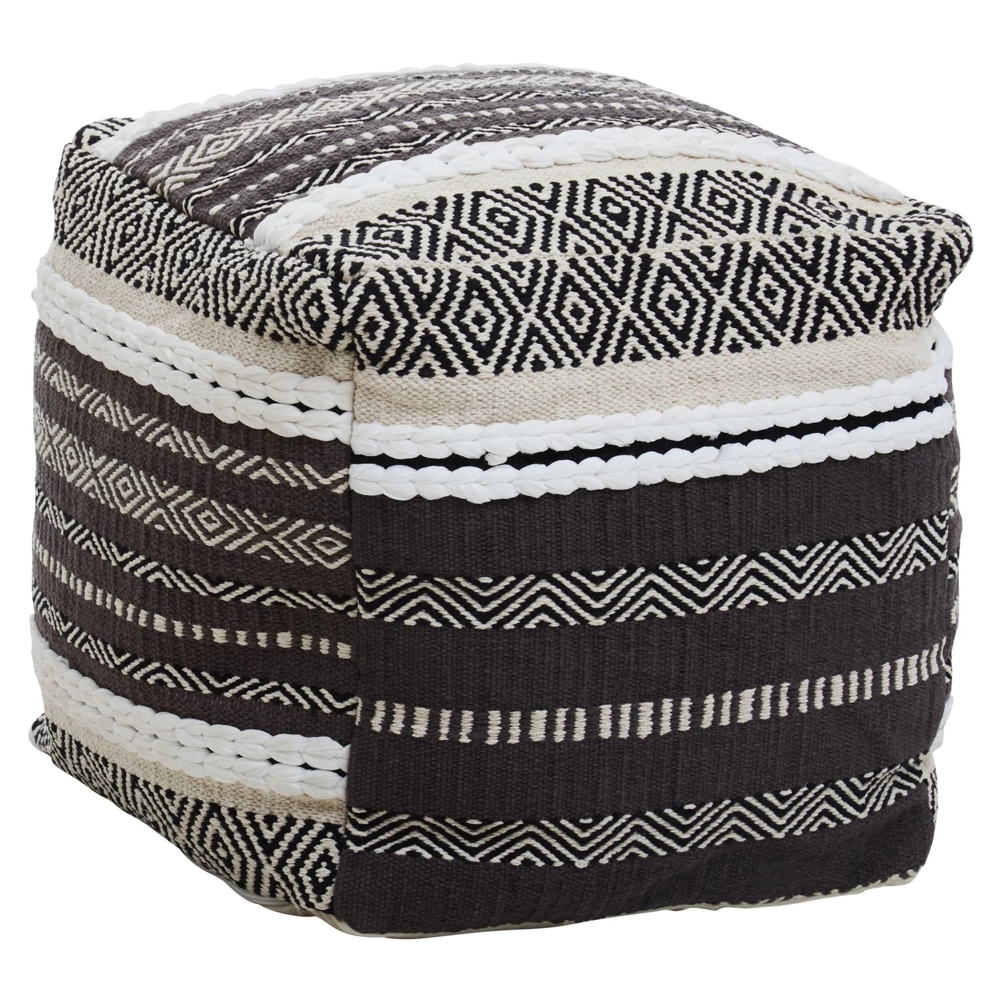 Cefena Grey And White Textured Pouffe - Decorative, photo 4 of 7