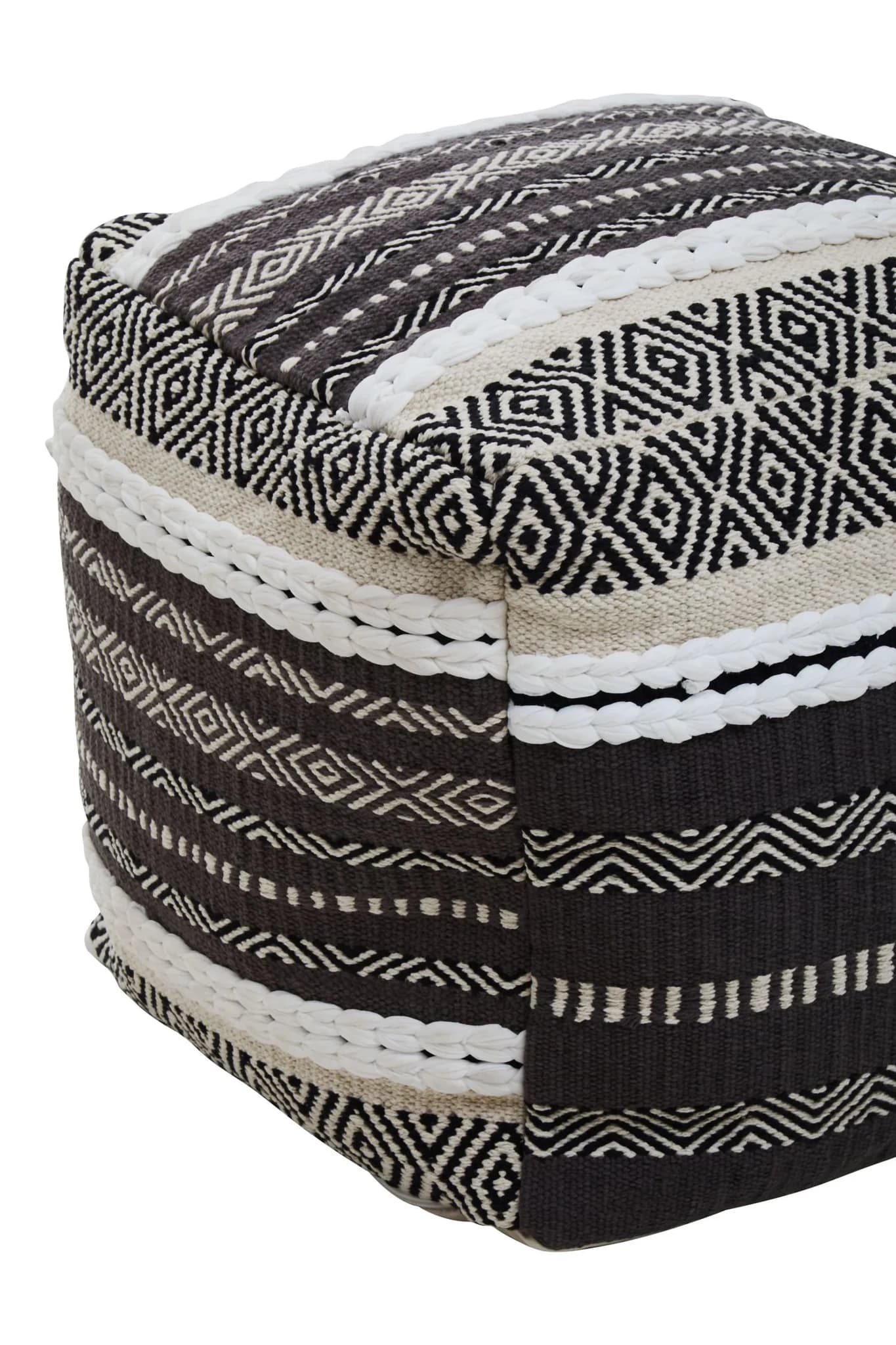 Cefena Grey And White Textured Pouffe - Decorative, photo 7 of 7