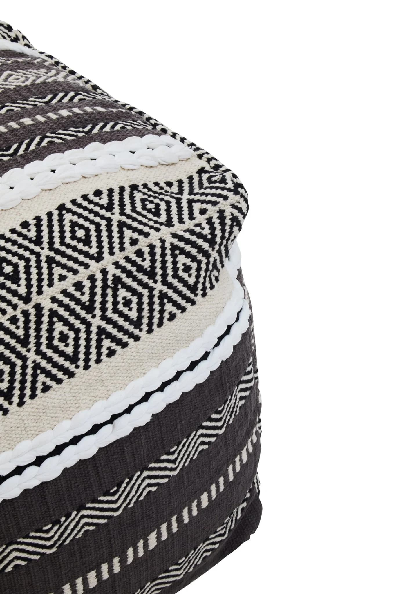Cefena Grey And White Textured Pouffe - Decorative, photo 6 of 7