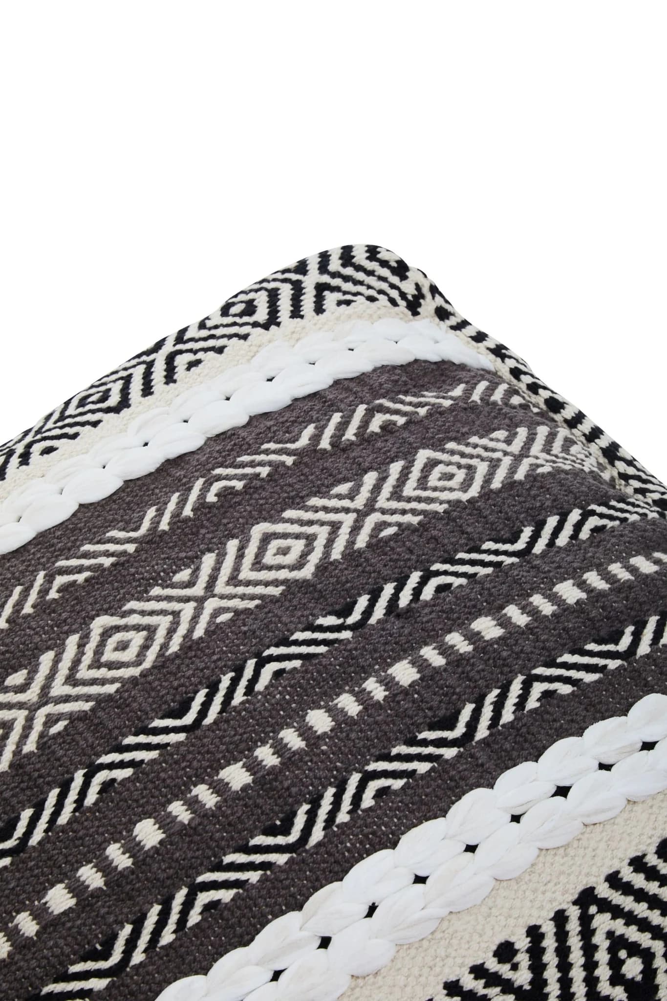 Cefena Grey And White Textured Pouffe - Decorative, photo 5 of 7
