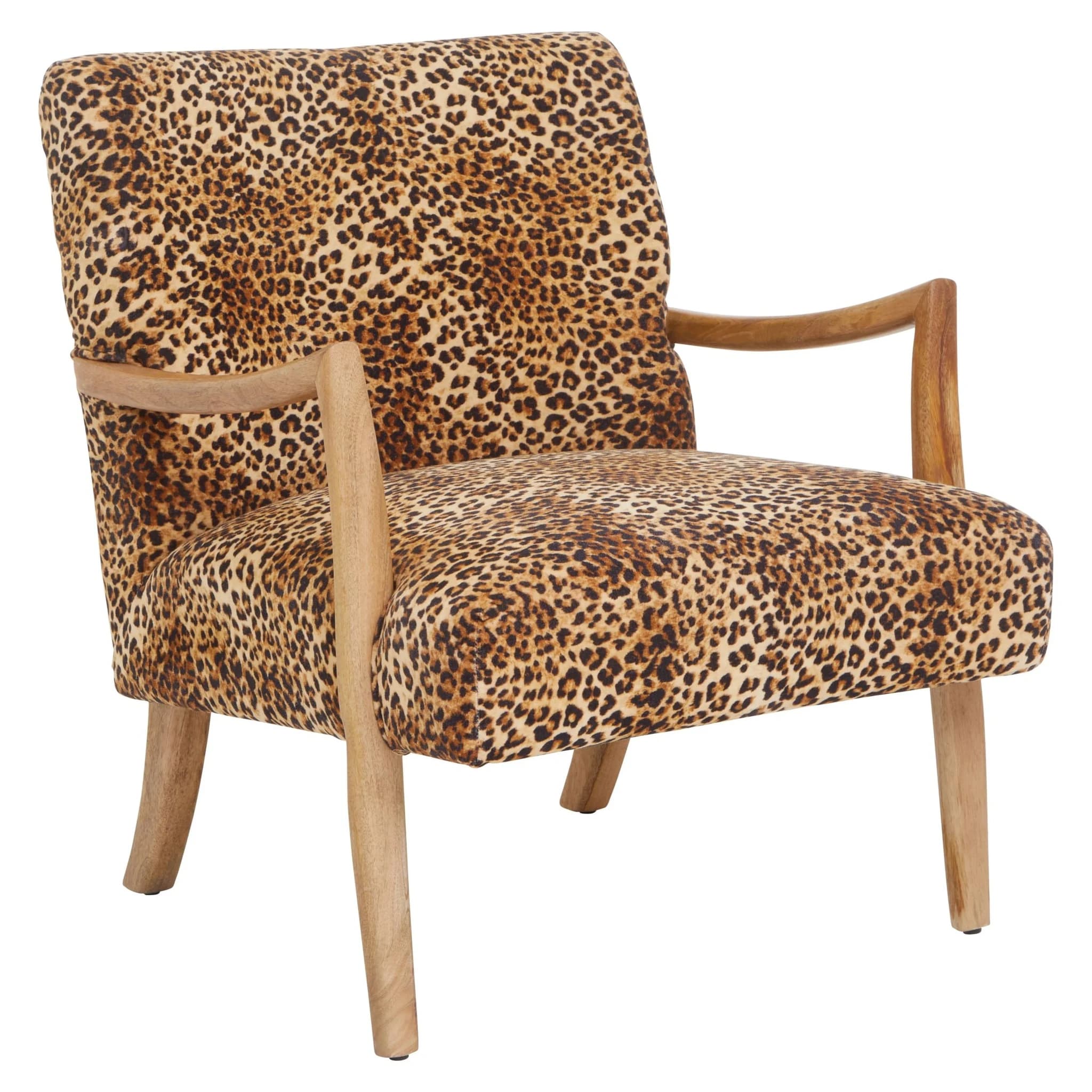 Cefena Leopard Print and Mango Wood Chair - Seating, photo 6 of 8