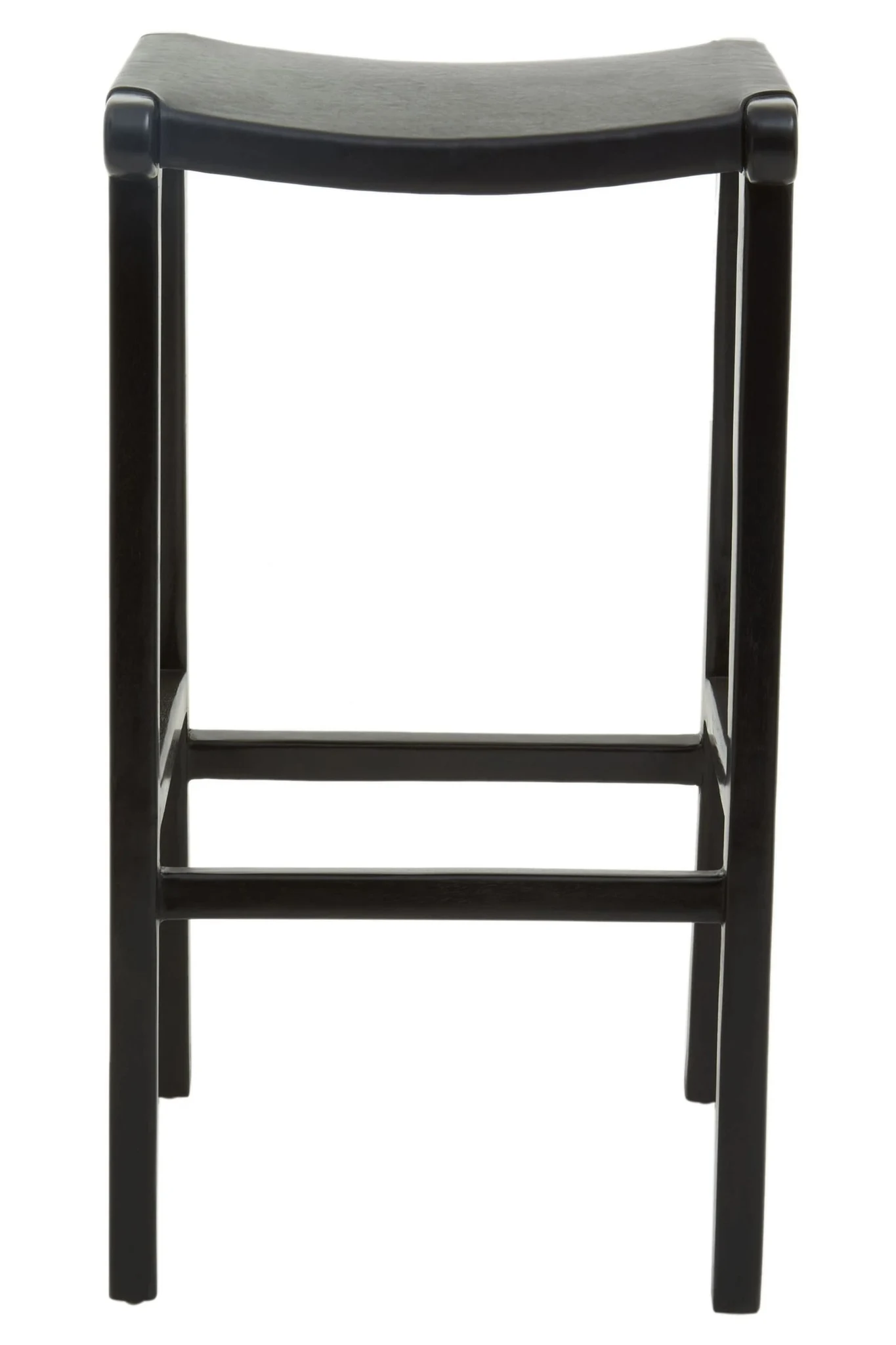 Kendari Black Leather and Teak Barstool - Seating, photo 3 of 7
