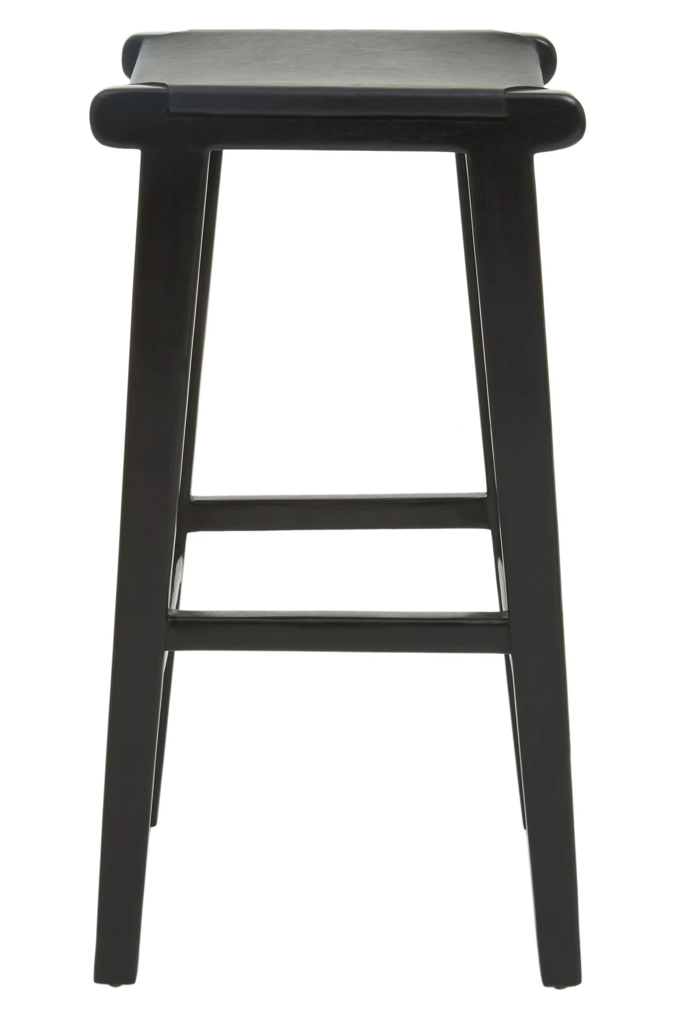 Kendari Black Leather and Teak Barstool - Seating, photo 2 of 7