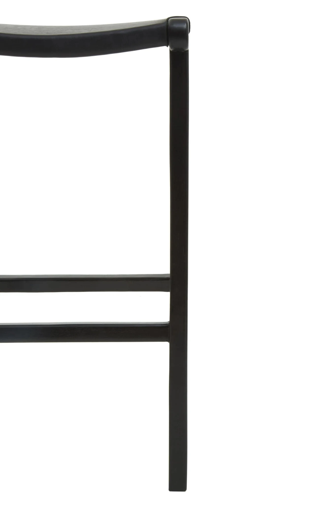 Kendari Black Leather and Teak Barstool - Seating, photo 7 of 7