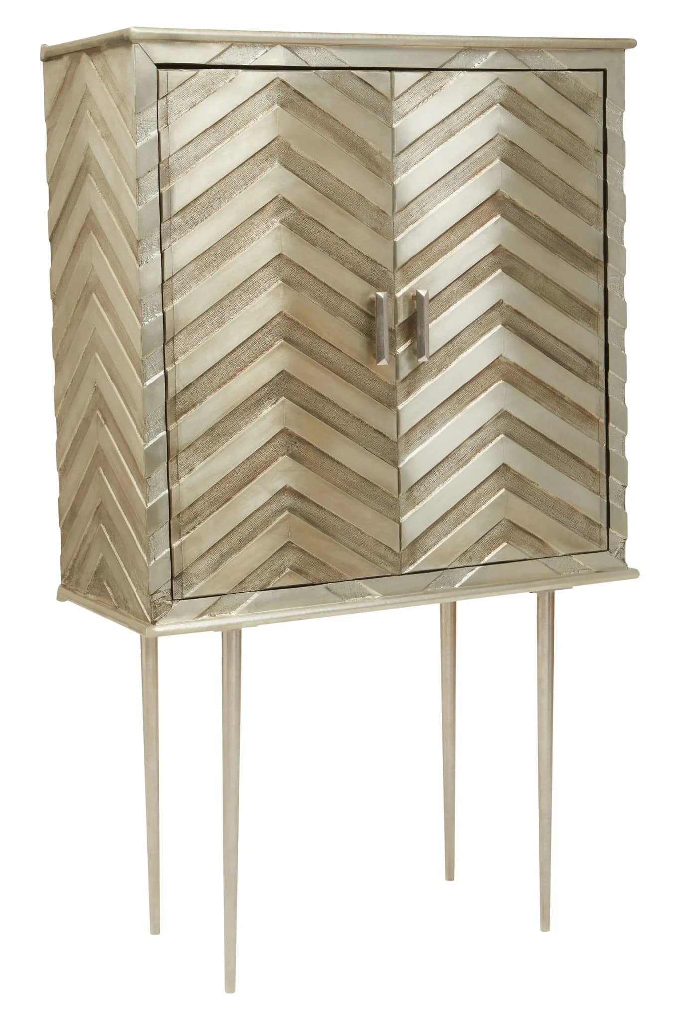 Sirsa Silver Finish Mango Wood Two Door Cabinet - Bookcases & shelving, photo 5 of 8