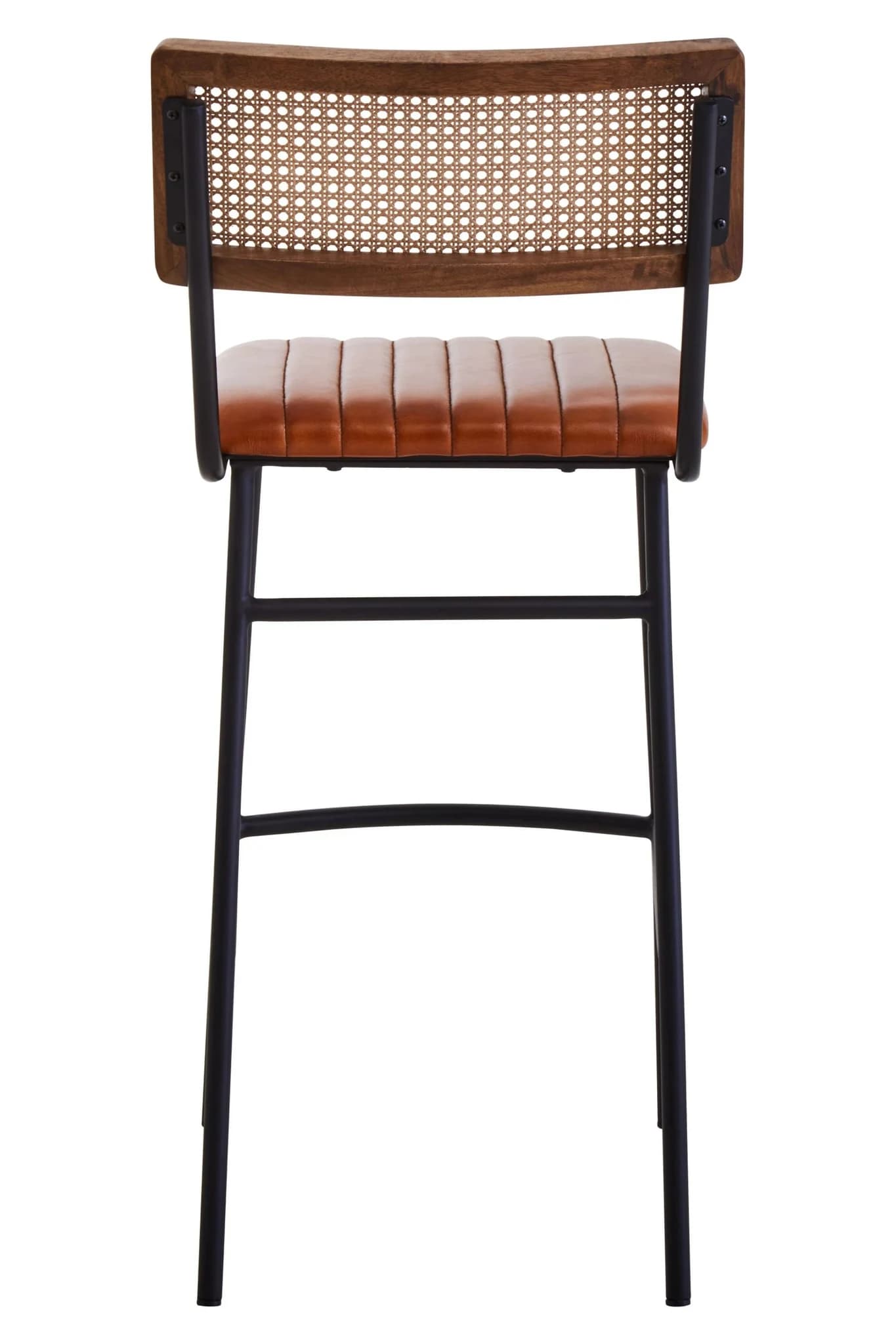 Buffalo Tan Leather and Rattan Bar Chair - Seating, photo 2 of 8
