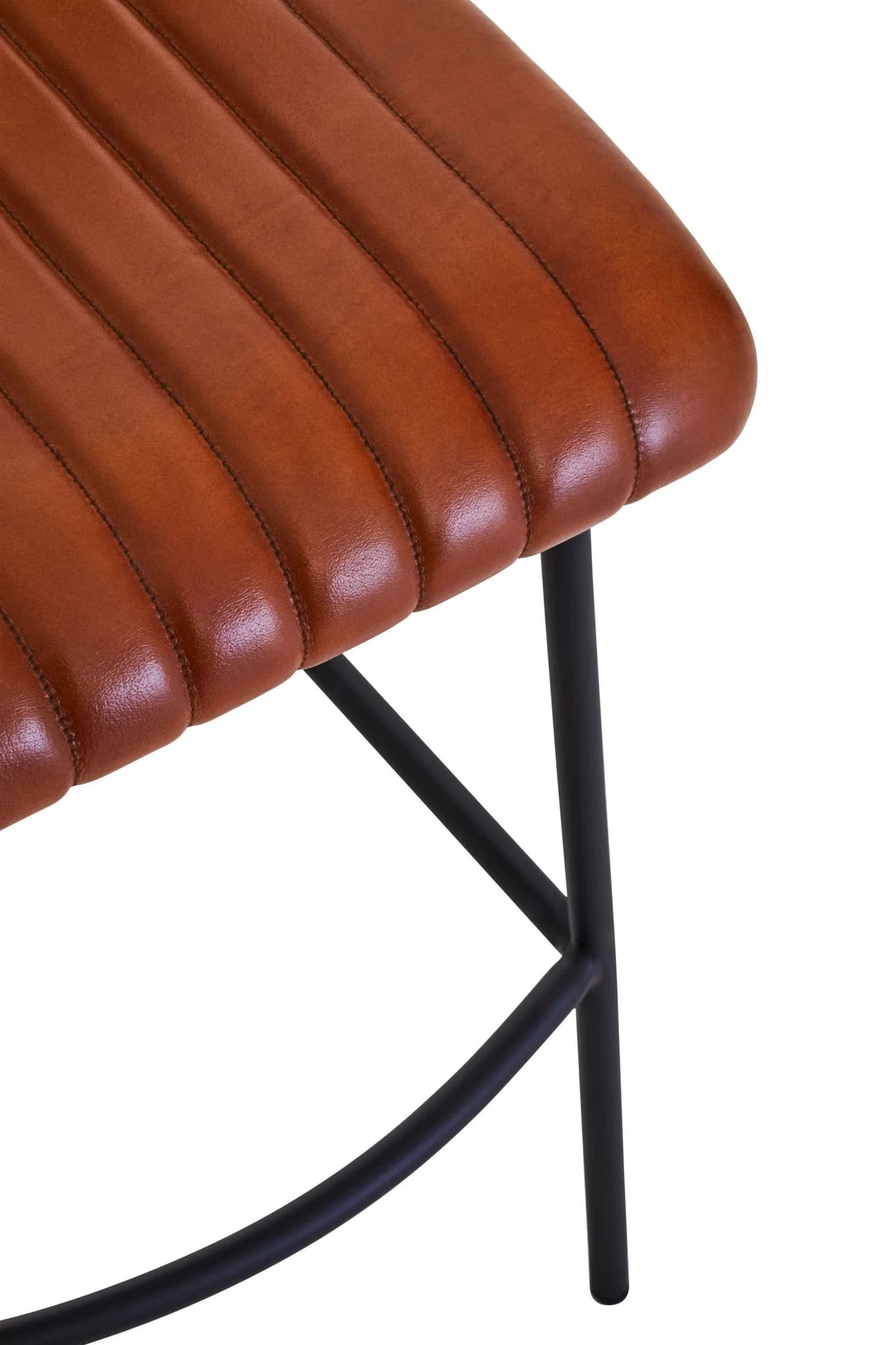Buffalo Tan Leather and Rattan Bar Chair - Seating, photo 6 of 8