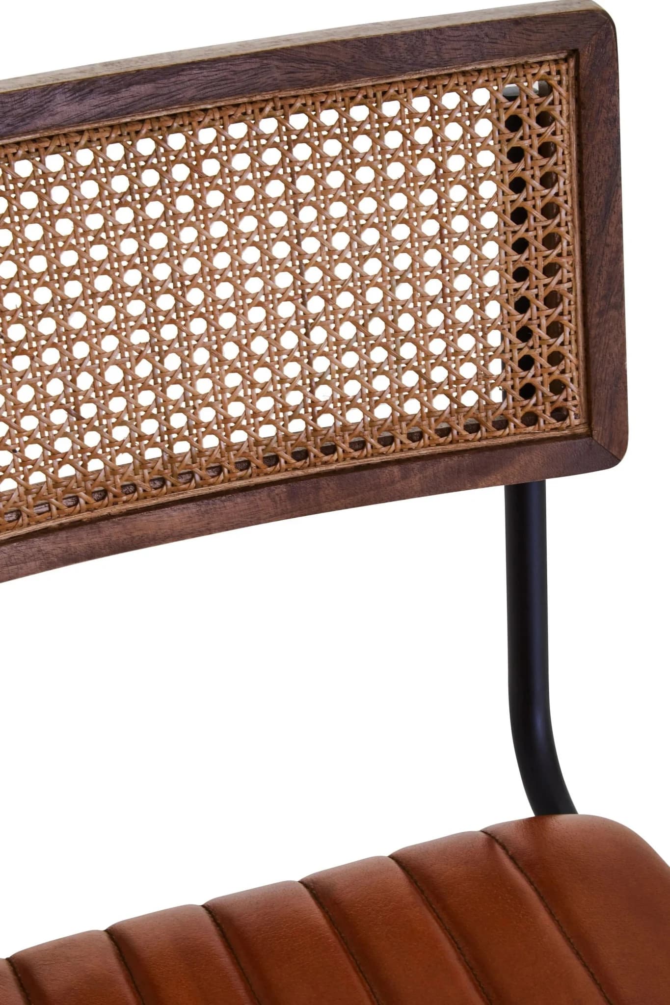 Buffalo Tan Leather and Rattan Bar Chair - Seating, photo 5 of 8