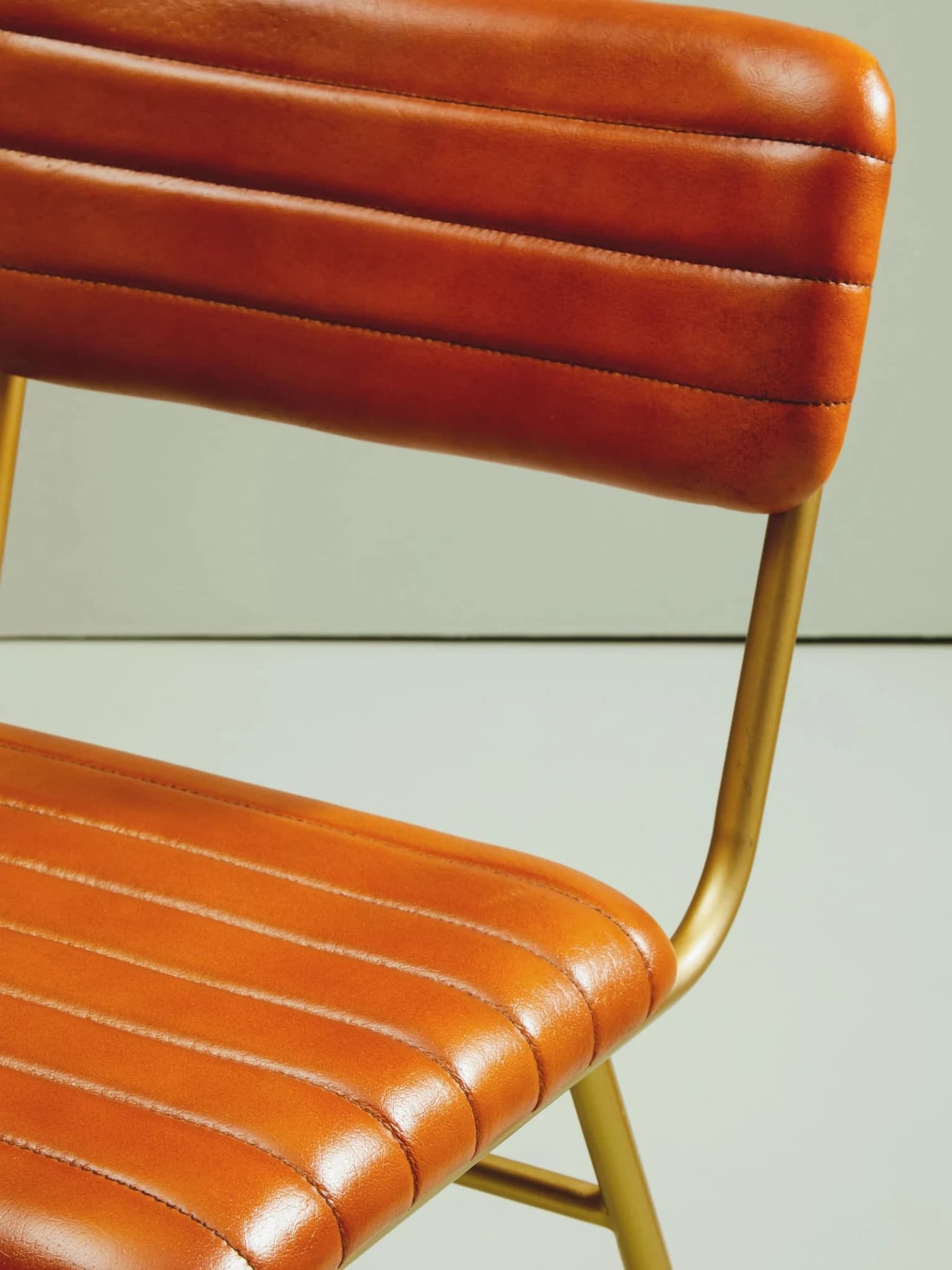 Buffalo Tan Leather Dining Chair With Gold Finish Frame - Seating, photo 4 of 8