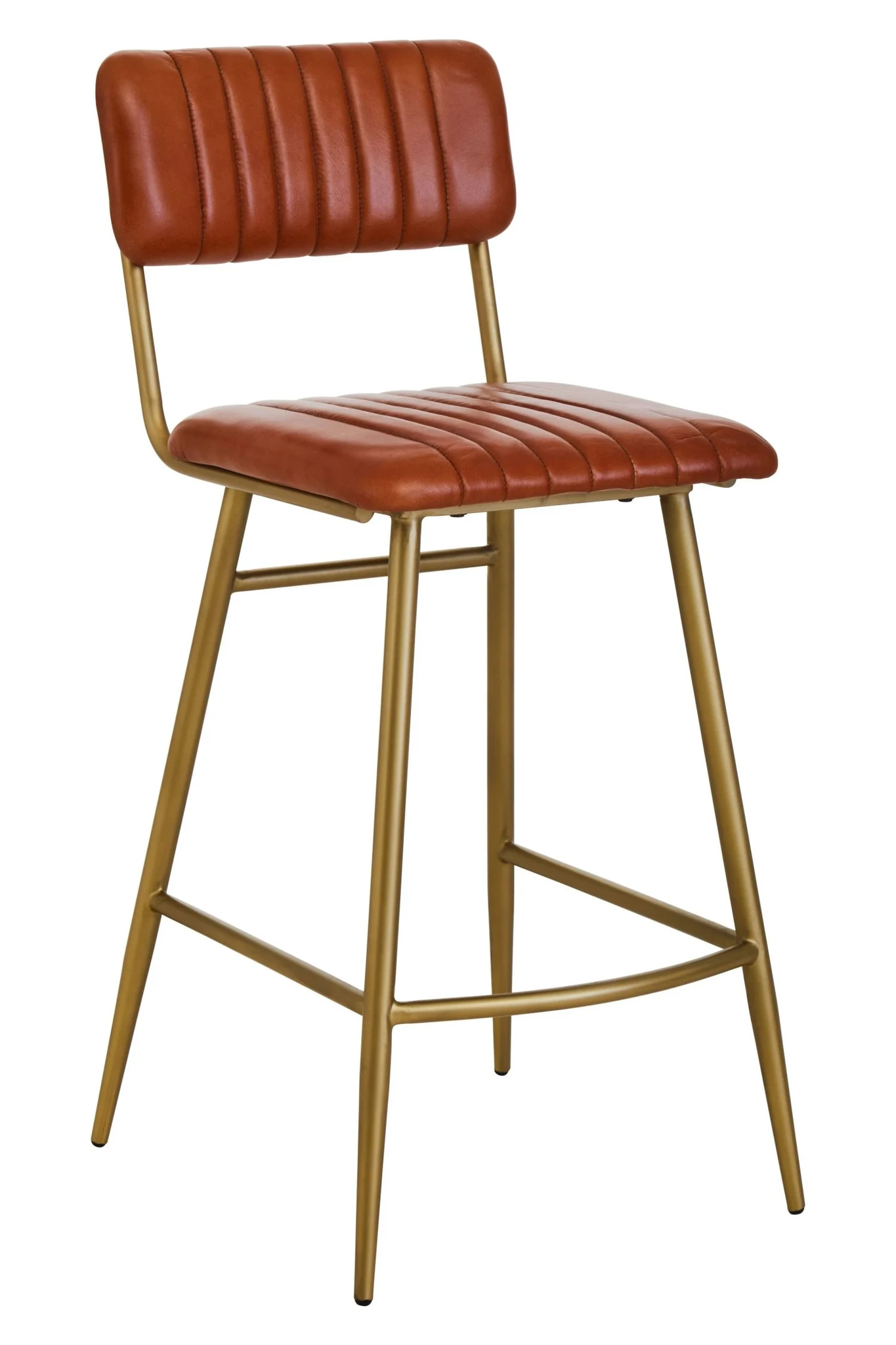 Buffalo Tan Leather Bar Chair With Gold Finish Frame - Seating, photo 4 of 8