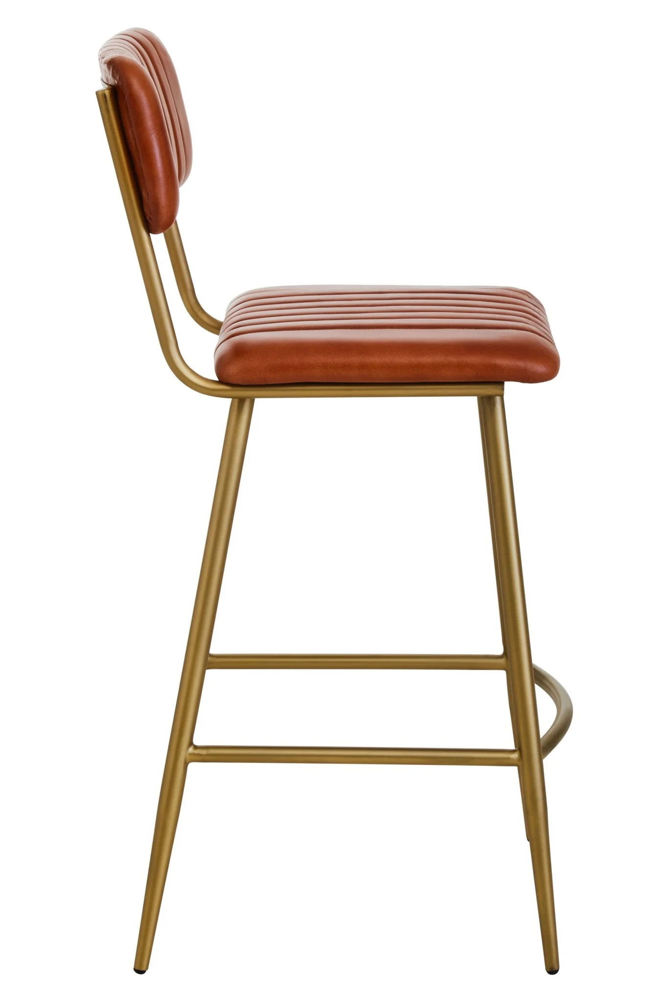 Buffalo Tan Leather Bar Chair With Gold Finish Frame - Seating, photo 3 of 8
