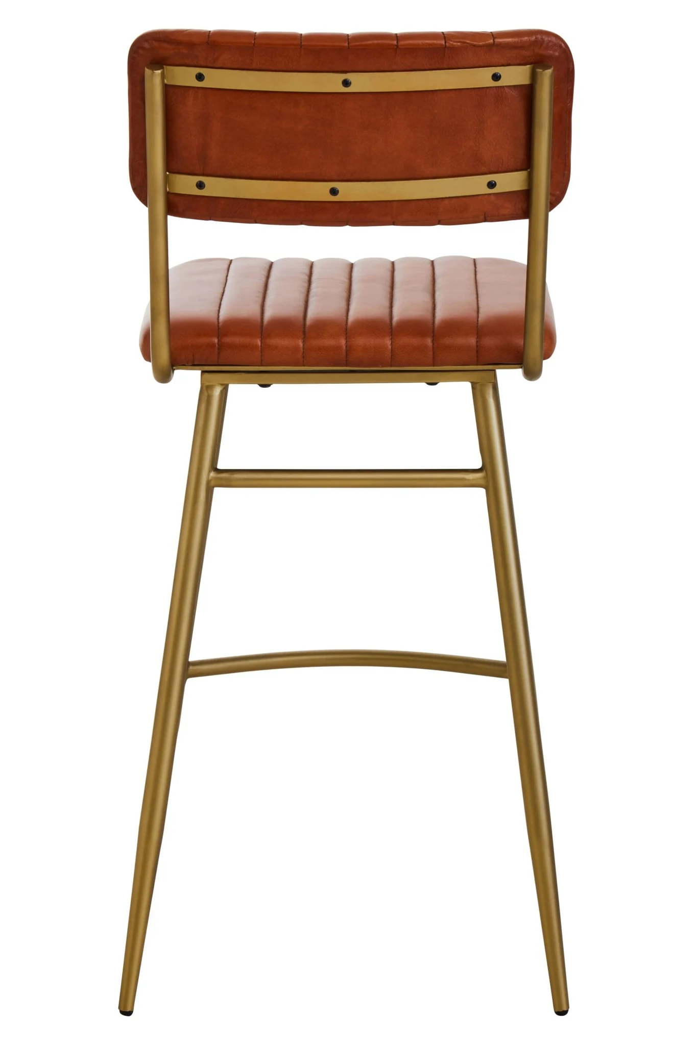Buffalo Tan Leather Bar Chair With Gold Finish Frame - Seating, photo 2 of 8