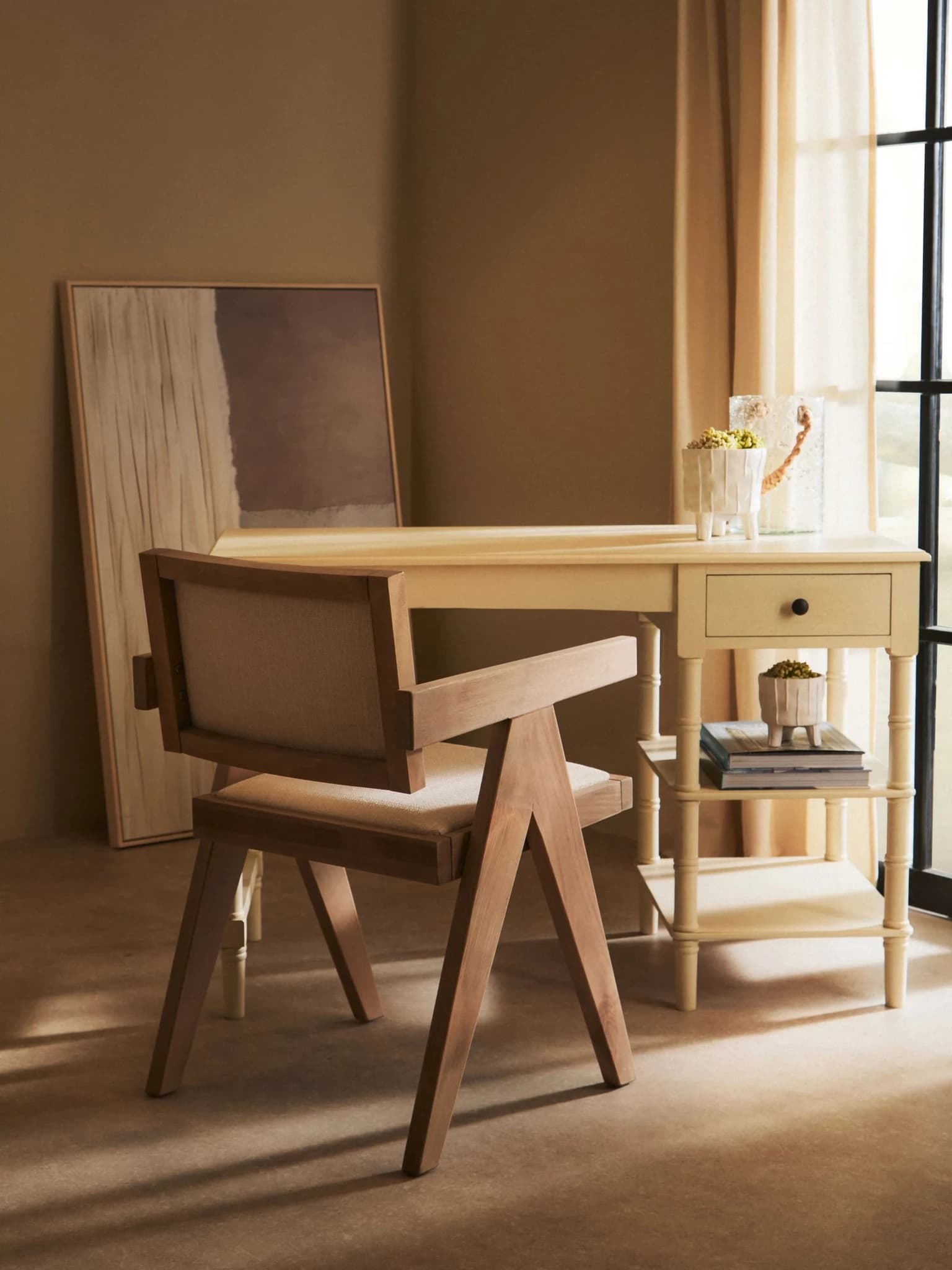 Cebu Ivory Fabric and Grey Wash Beech Wood Dining Chair - Seating, photo 6 of 8
