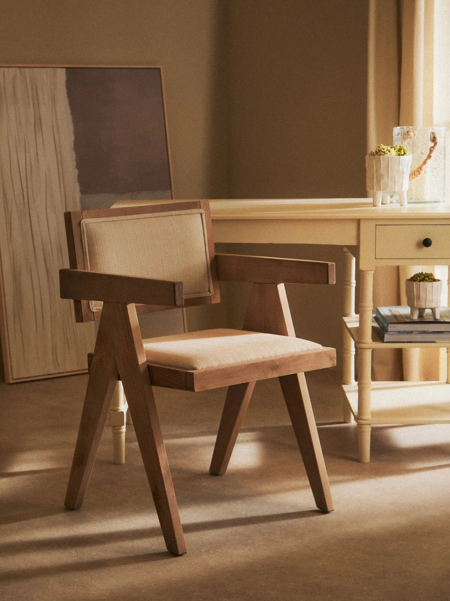 Cebu Ivory Fabric and Grey Wash Beech Wood Dining Chair - Seating, photo 5 of 8