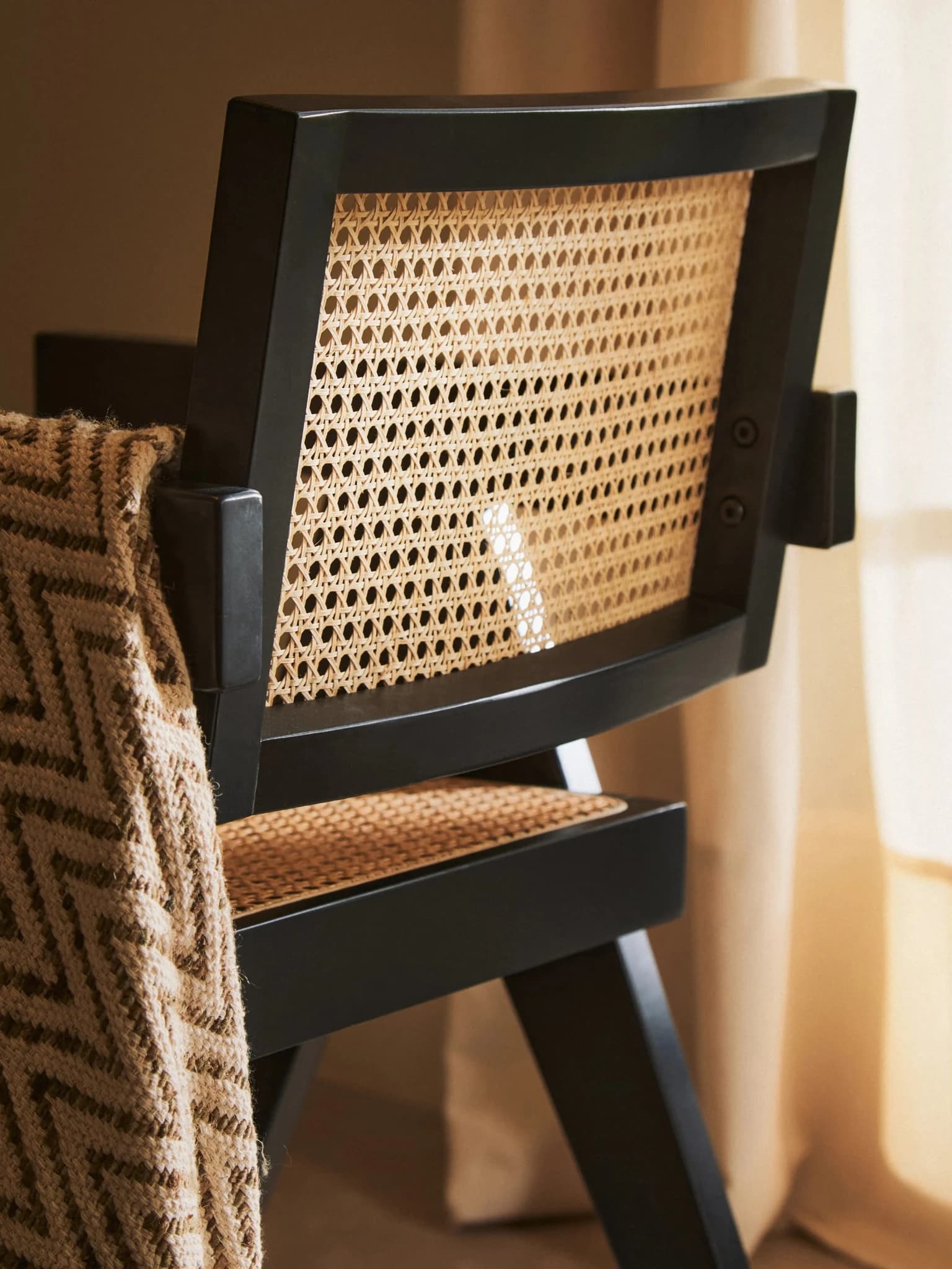 Cebu Natural Cane and Black Beech Wood Dining Chair - Seating, photo 2 of 8