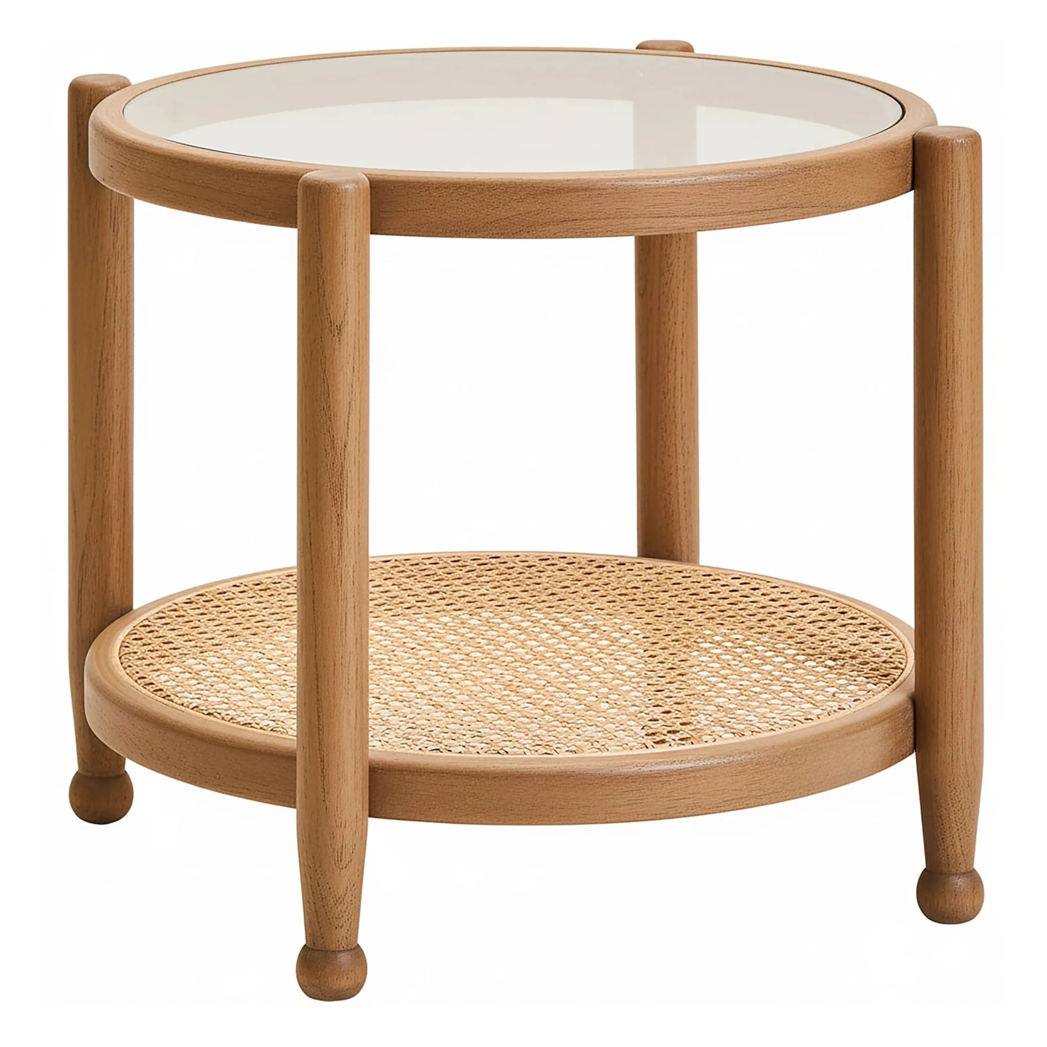 Cebu Natural Cane and Grey Wash Elm Wood Side Table - Tables, photo 6 of 8