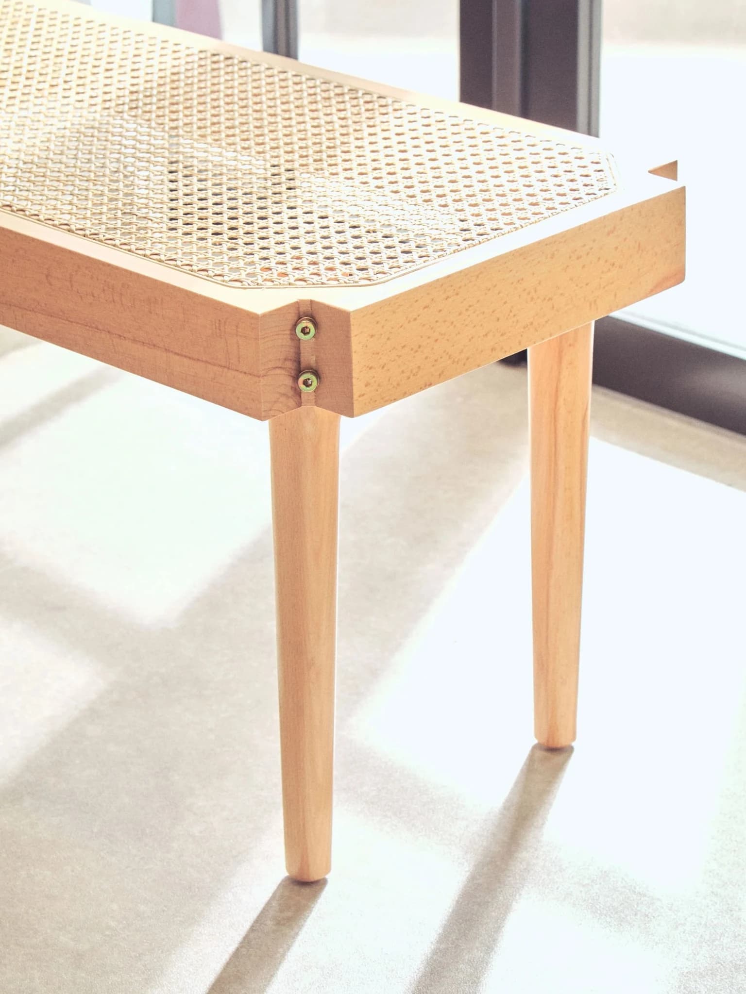 Cebu Natural Cane and Beech Wood Bench - Seating, photo 4 of 8